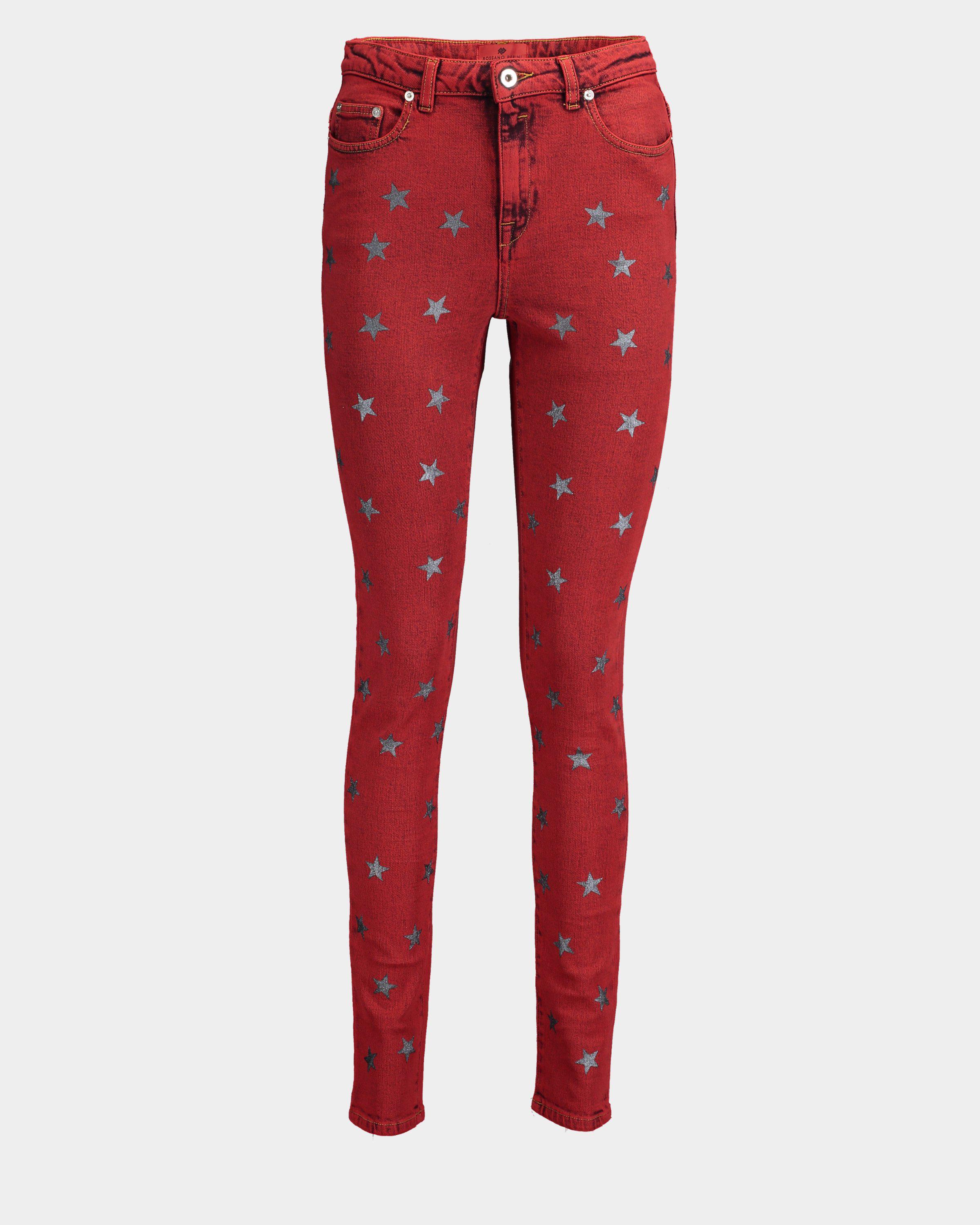 Rossano Perini Red skinny jeans with stars lemlo