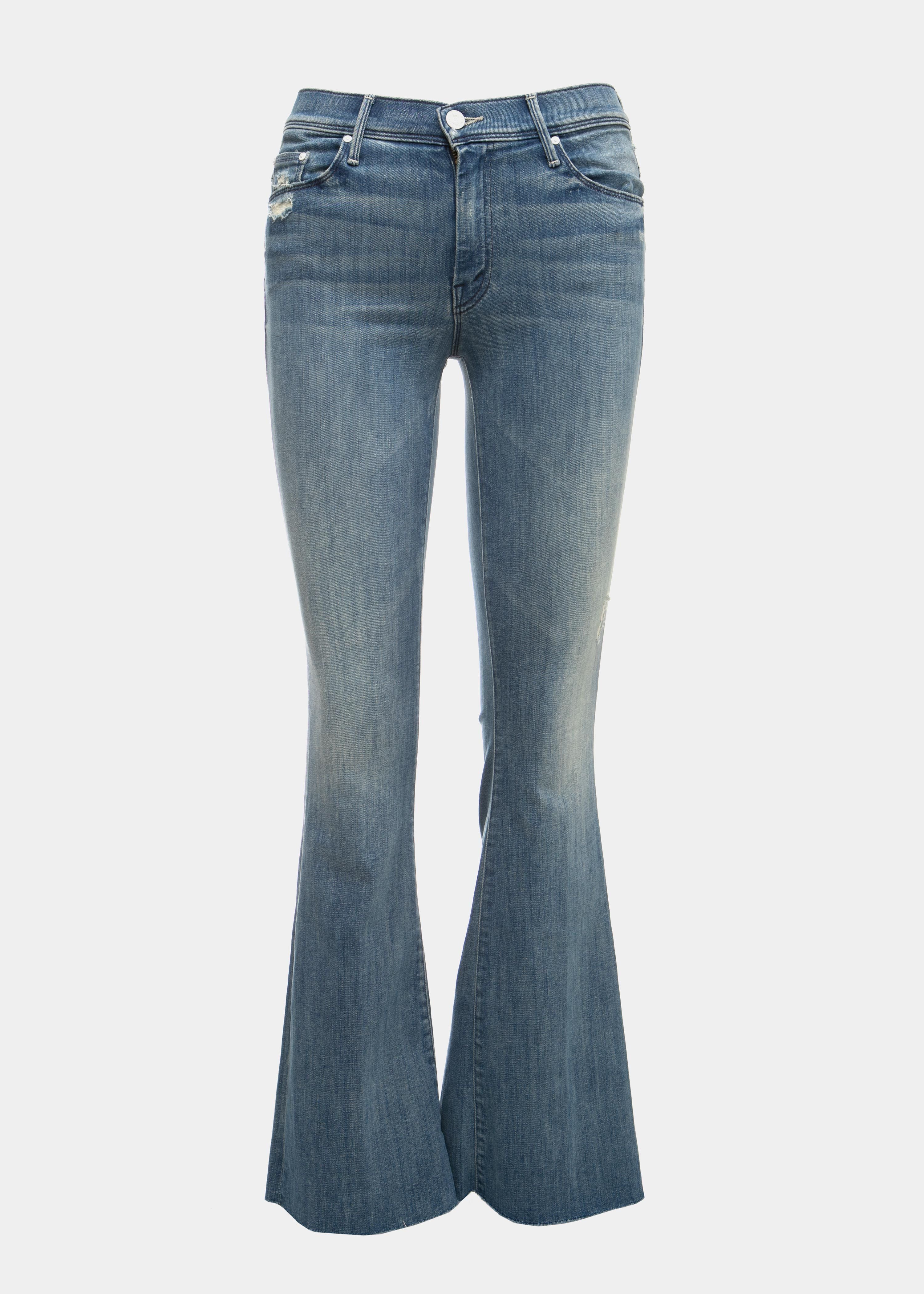 Mother Weekender Fray Graffiti Girl Flare Jeans