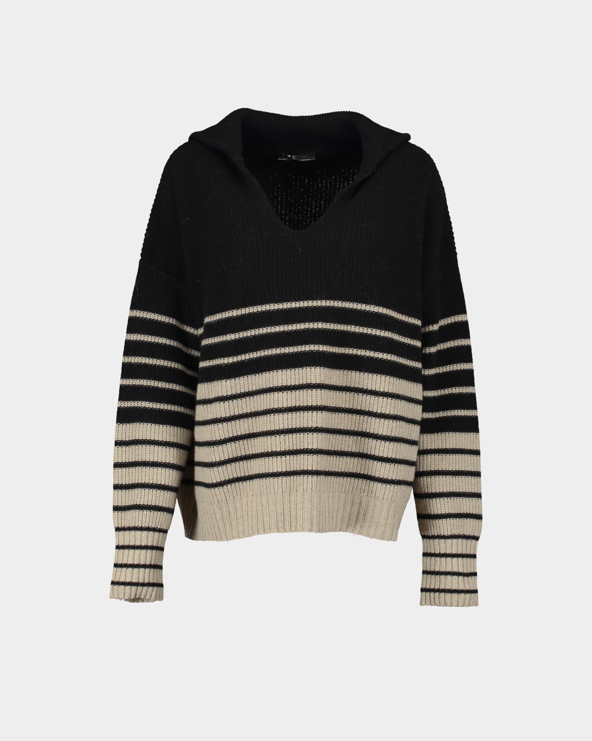 Phisique Du Role Beige black wool striped polo shirt
