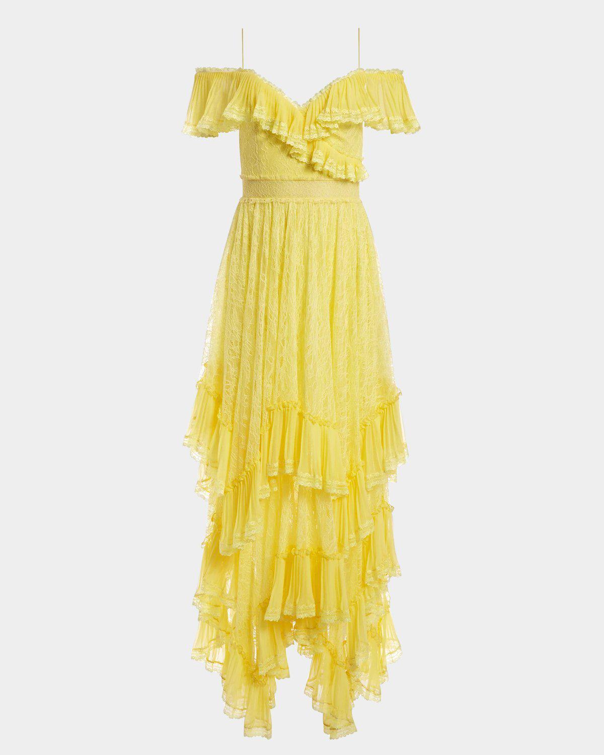 Alice Olivia Harper Cold Shower yellow maxi dress