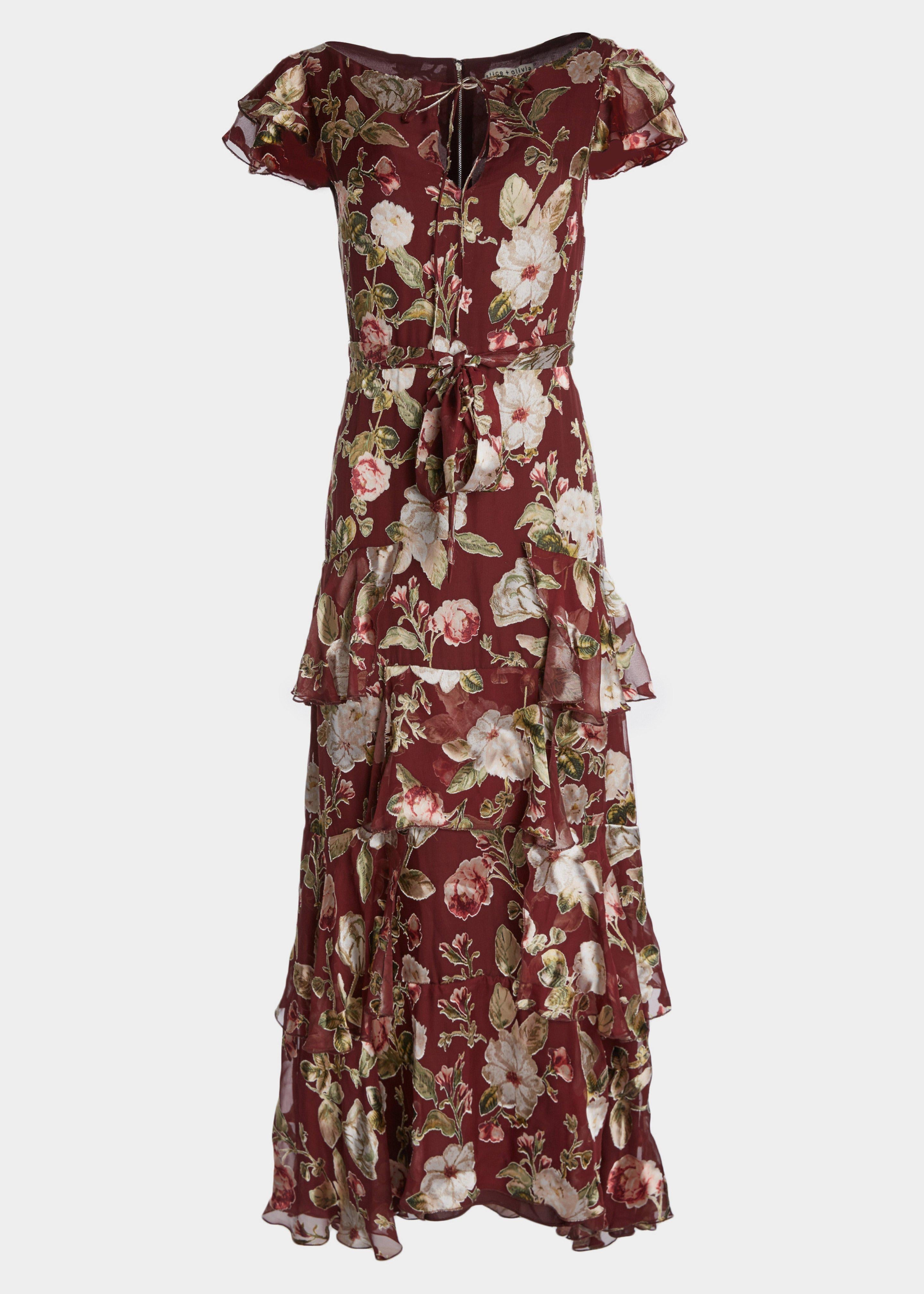 Alice + Olivia | Burgundy floral Jenny maxi dress leml Alice + Olivia | Burgundy floral Jenny maxi dress leml