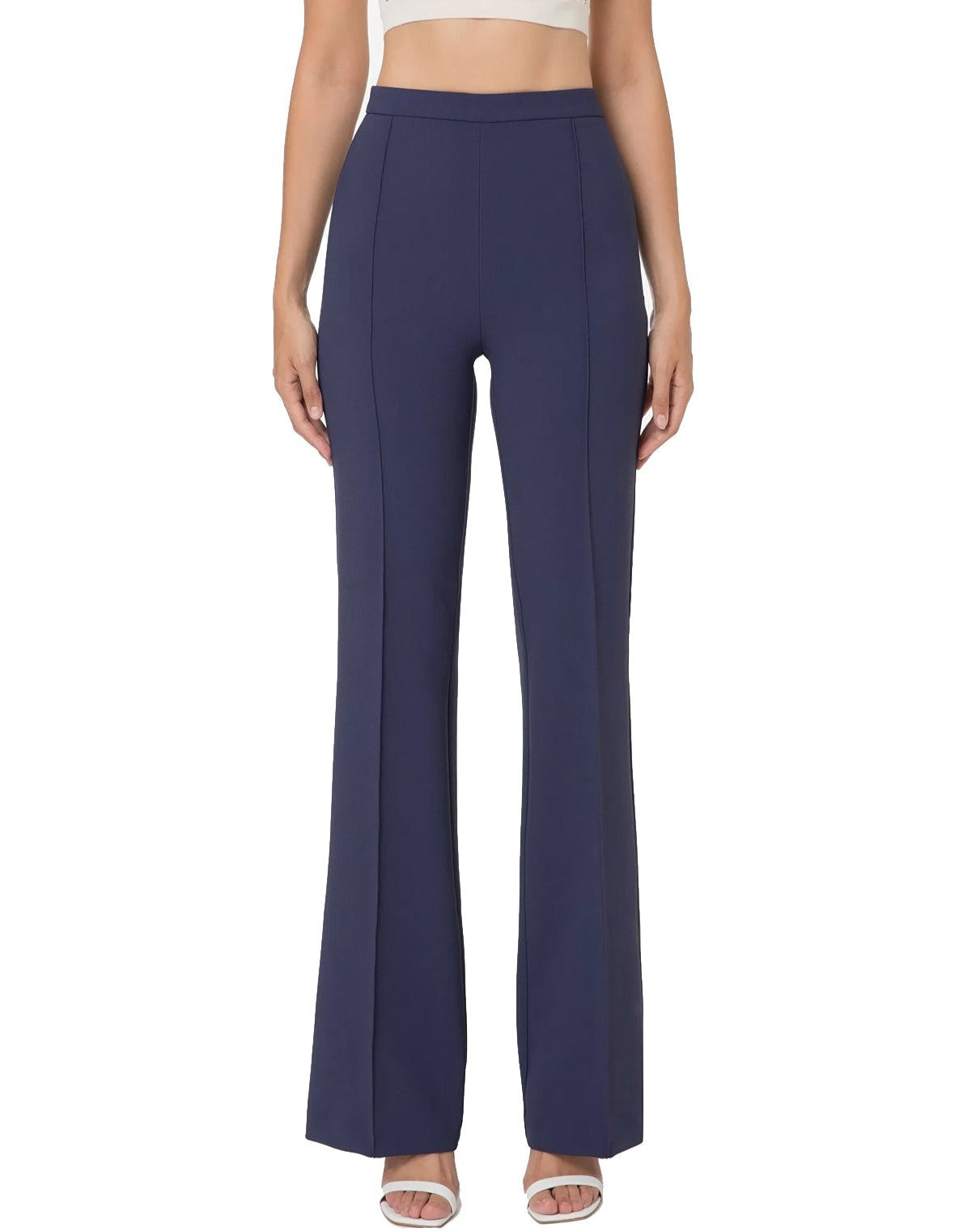 Elisabetta Franchi pantaloni a zampa in tessuto crepe nero