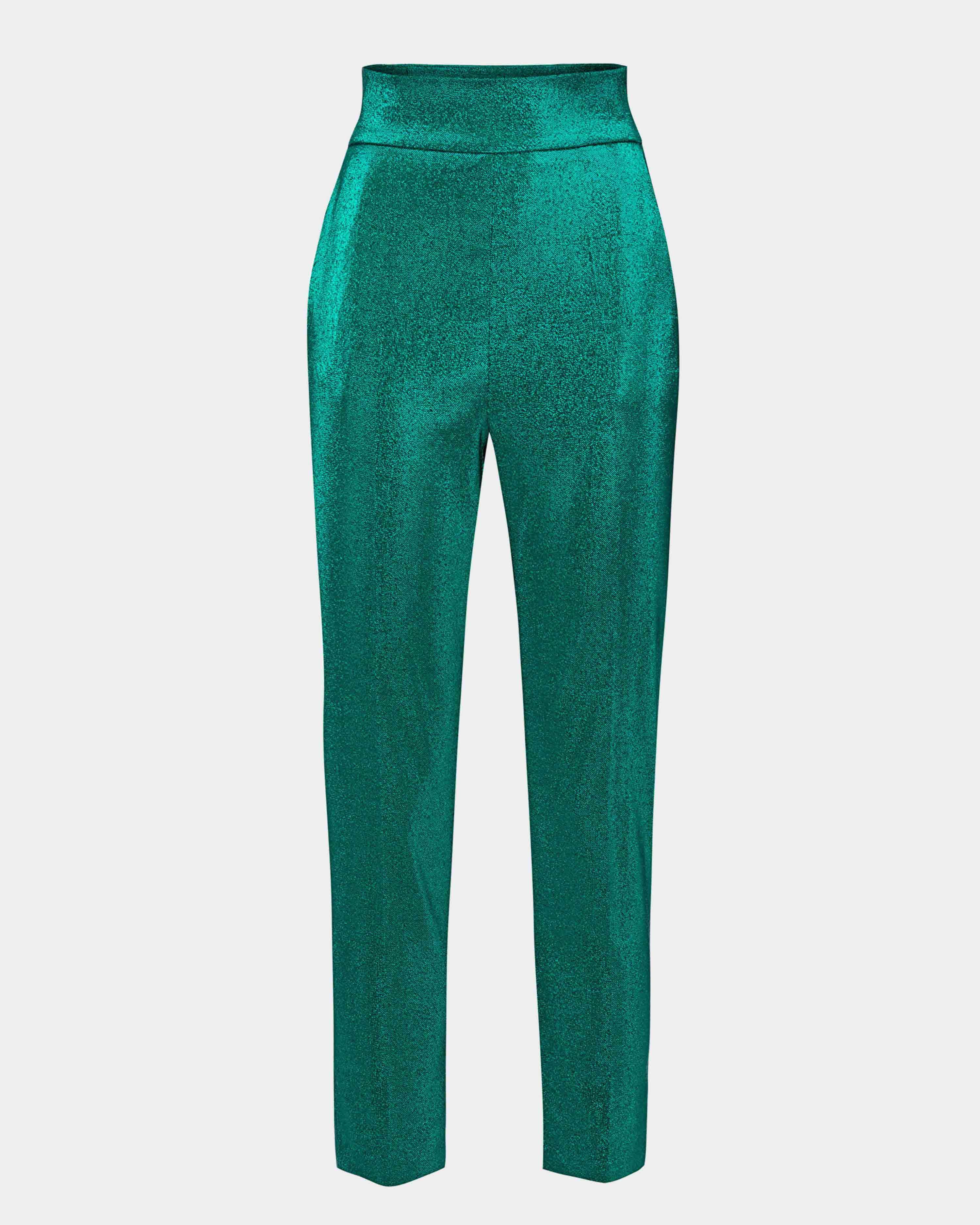 Elisabetta Franchi Pantalone sigaretta lurex verde