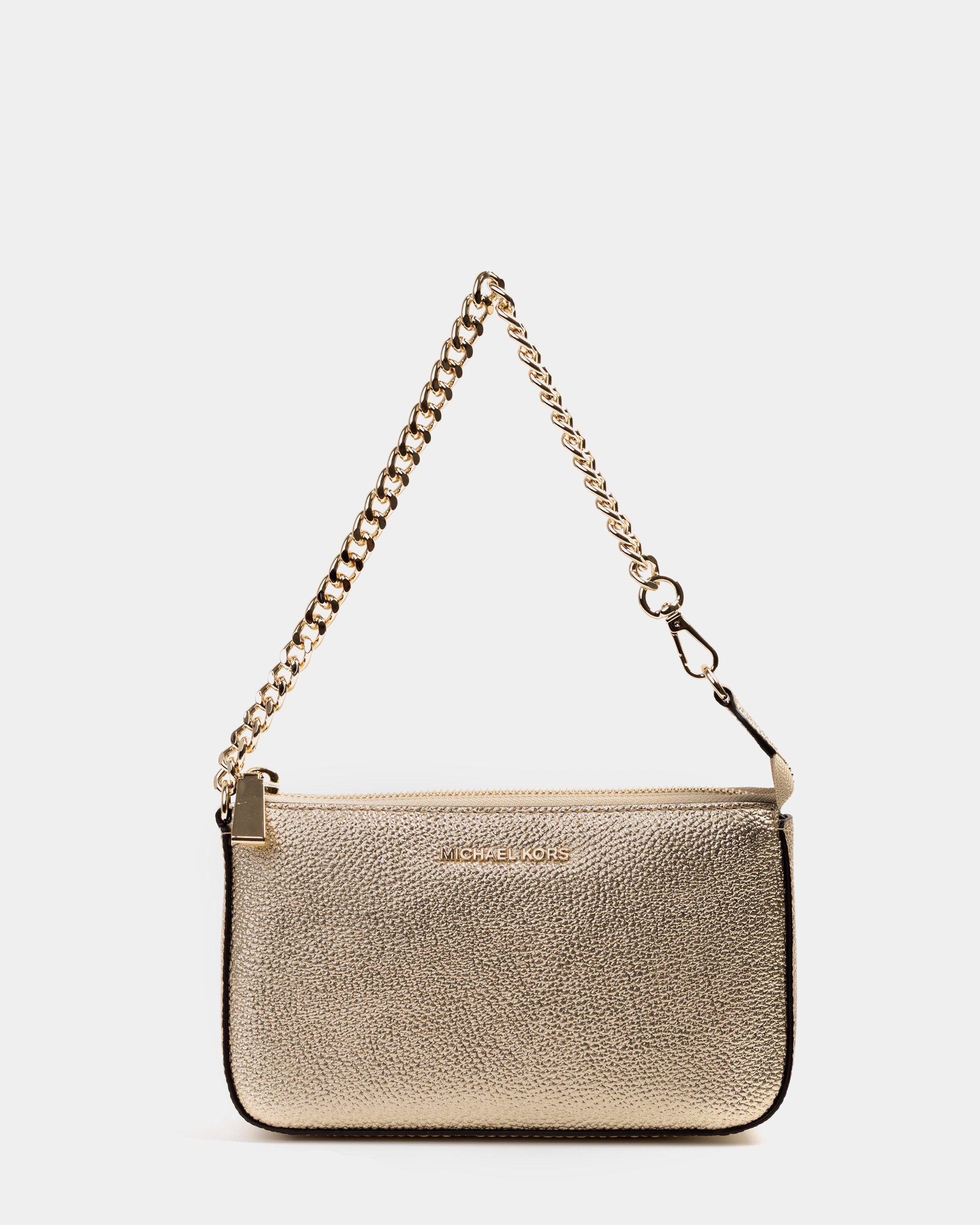 Michael Kors Jet Set Chain gold leather clutch bag