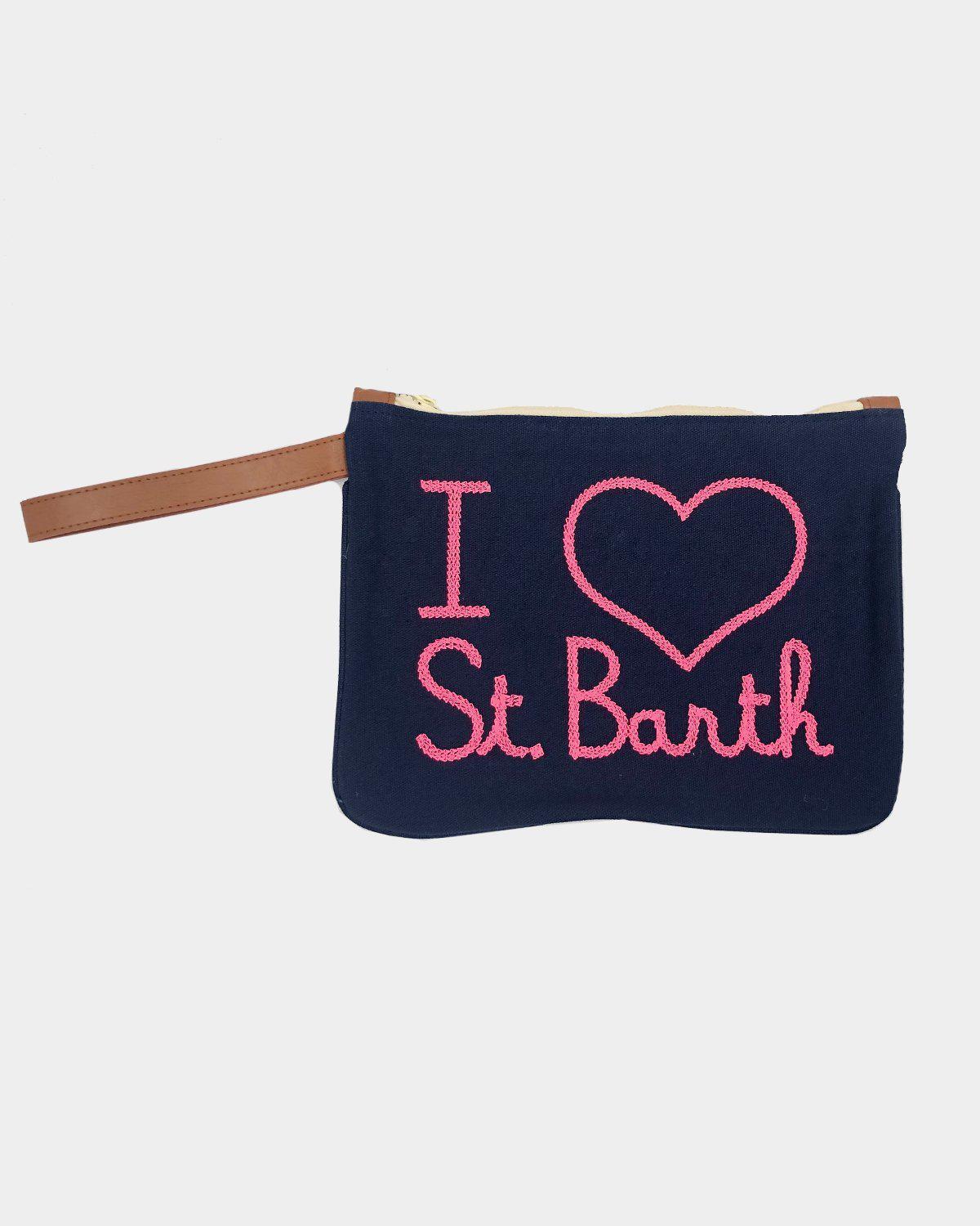 MC2 Saint Barth Pochette Parisienne Canvas I Love St. Barth blue
