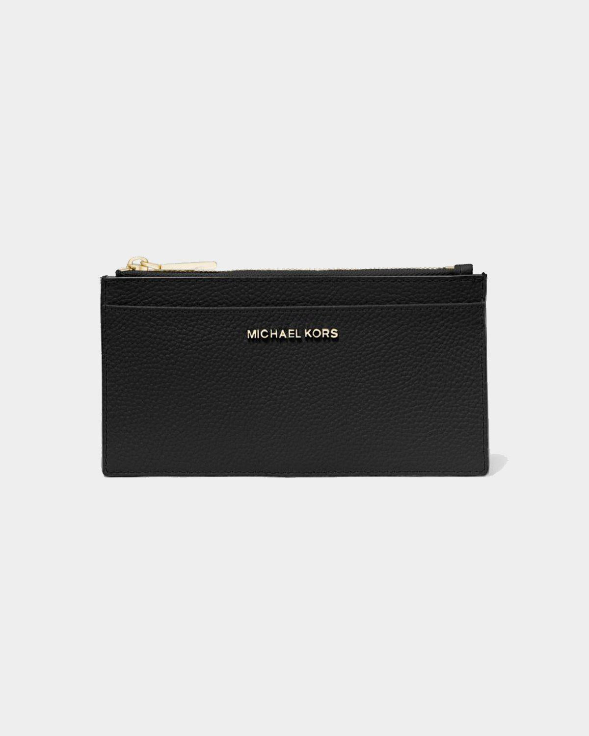 Michael Kors LG Slim Card Case black leather card holder lemlo