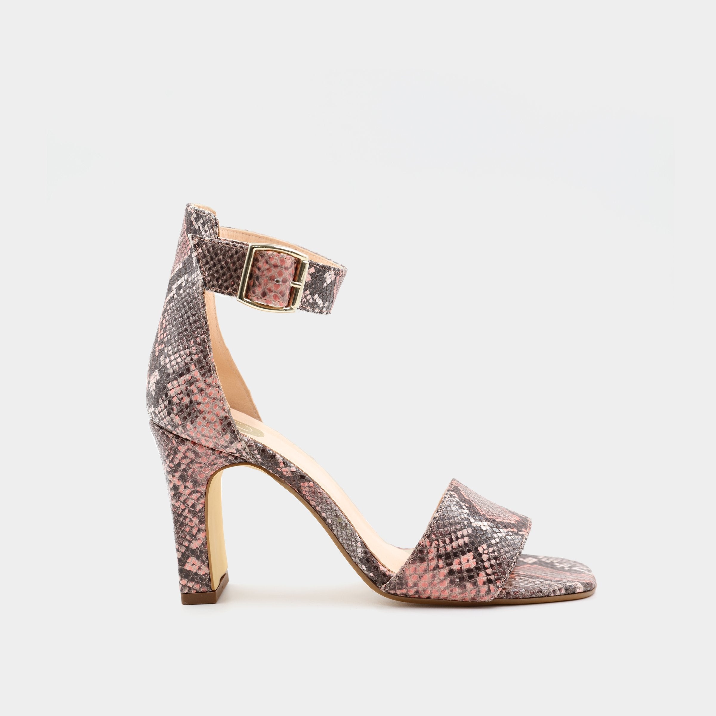 Unlace Alma pink python sandal leml