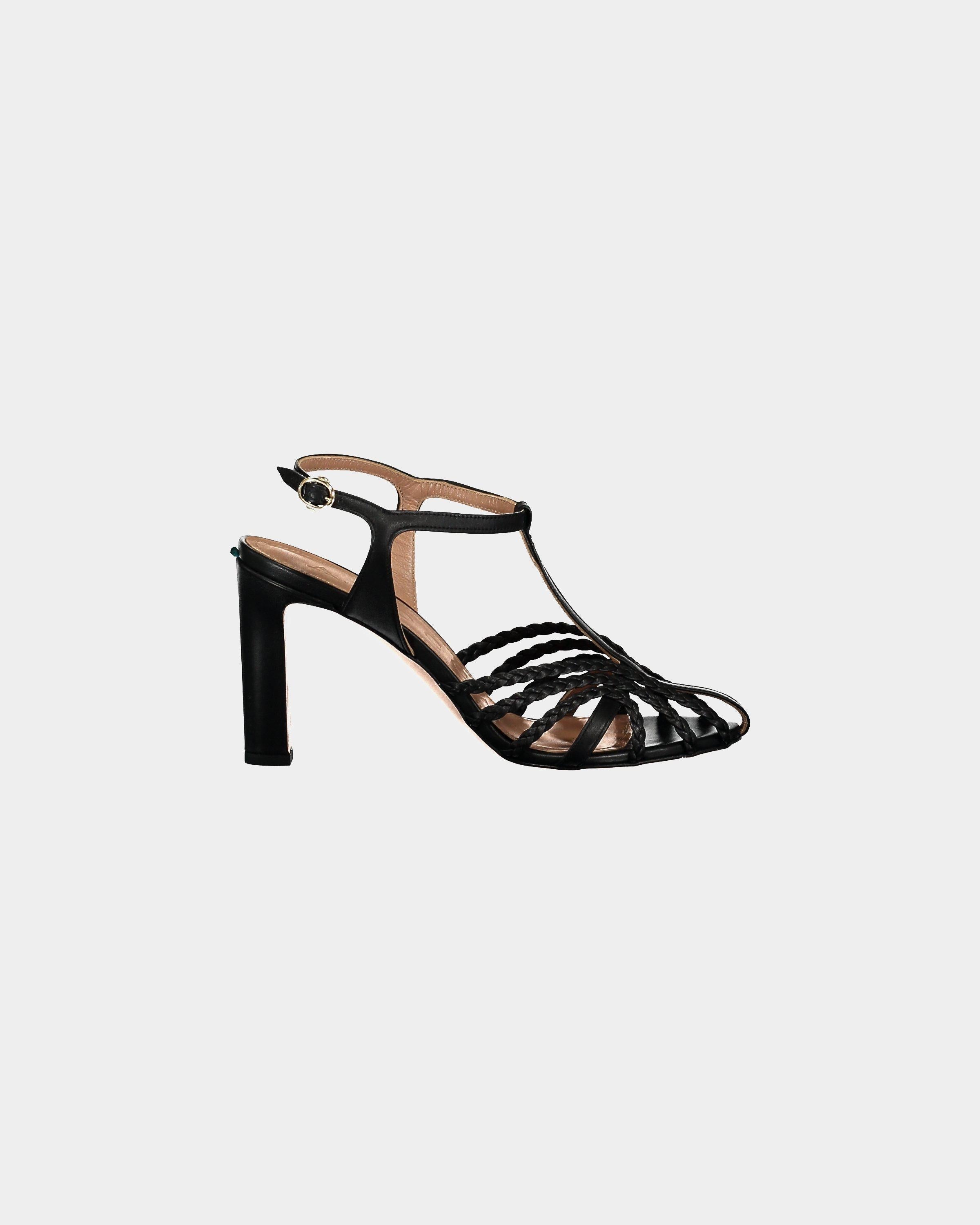 A. Bocca Black woven T Bar sandal