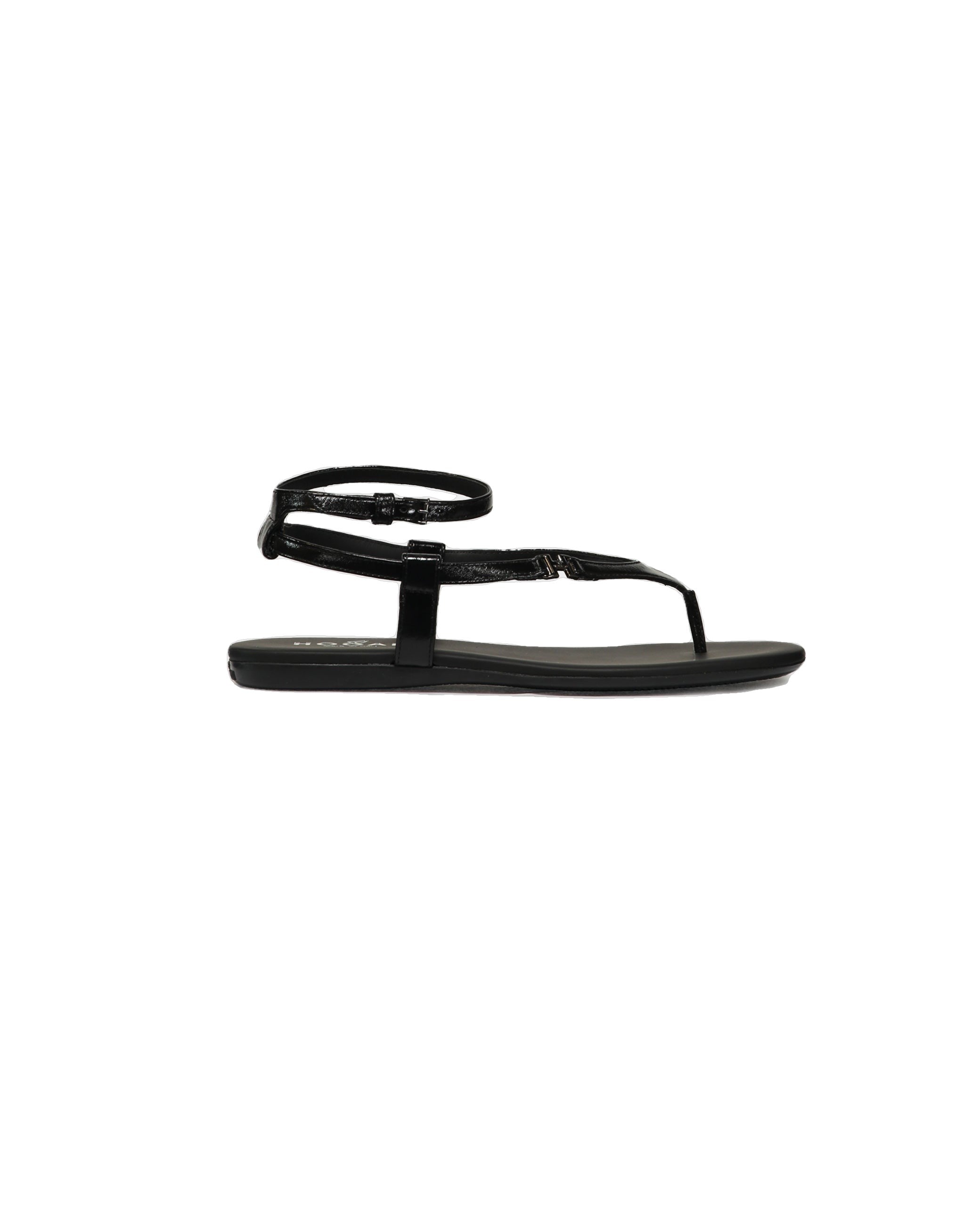 Hogan Traditional black patent thong sandal – lemlò