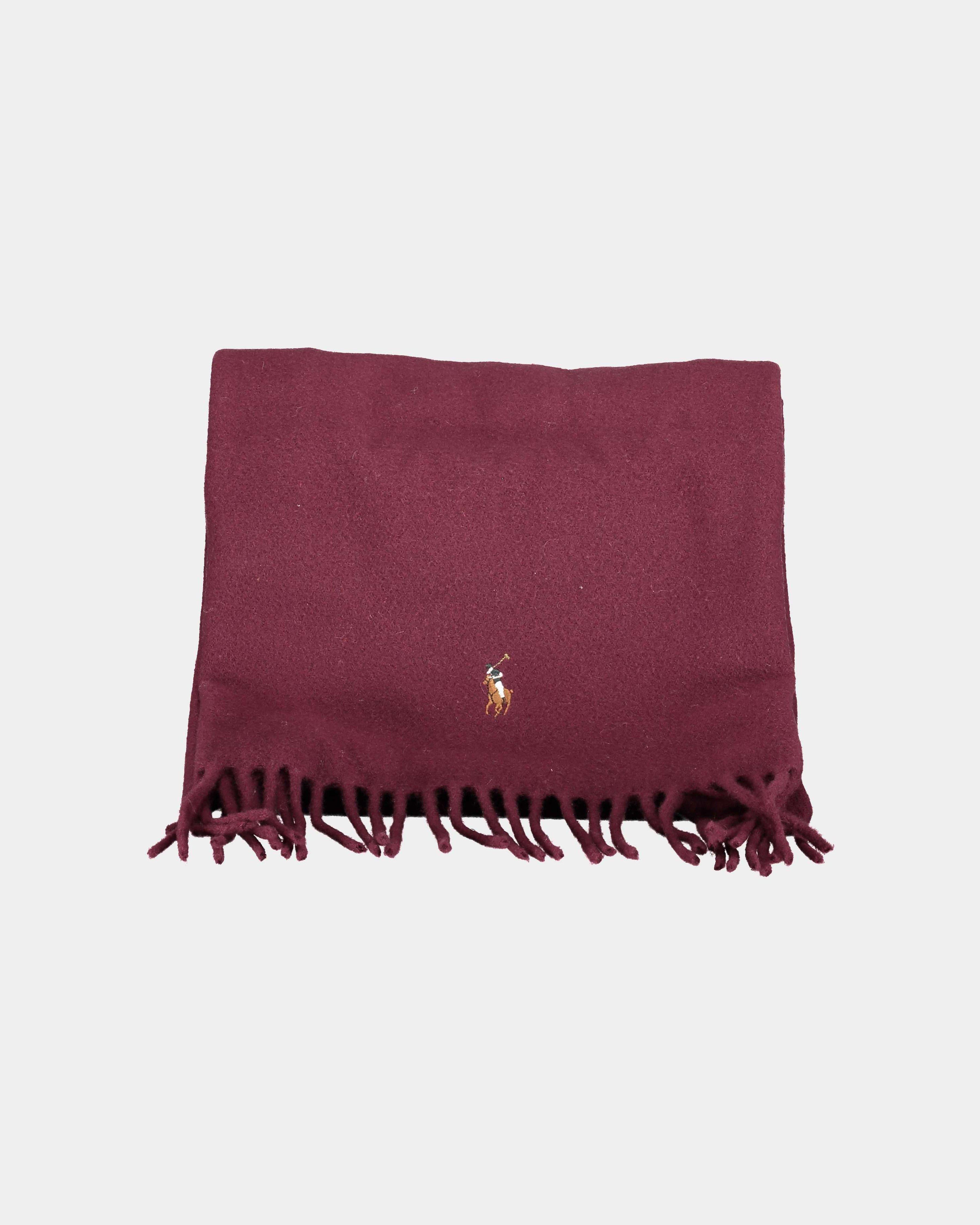 Polo Ralpg Lauren Pony wine burgundy wool scarf1
