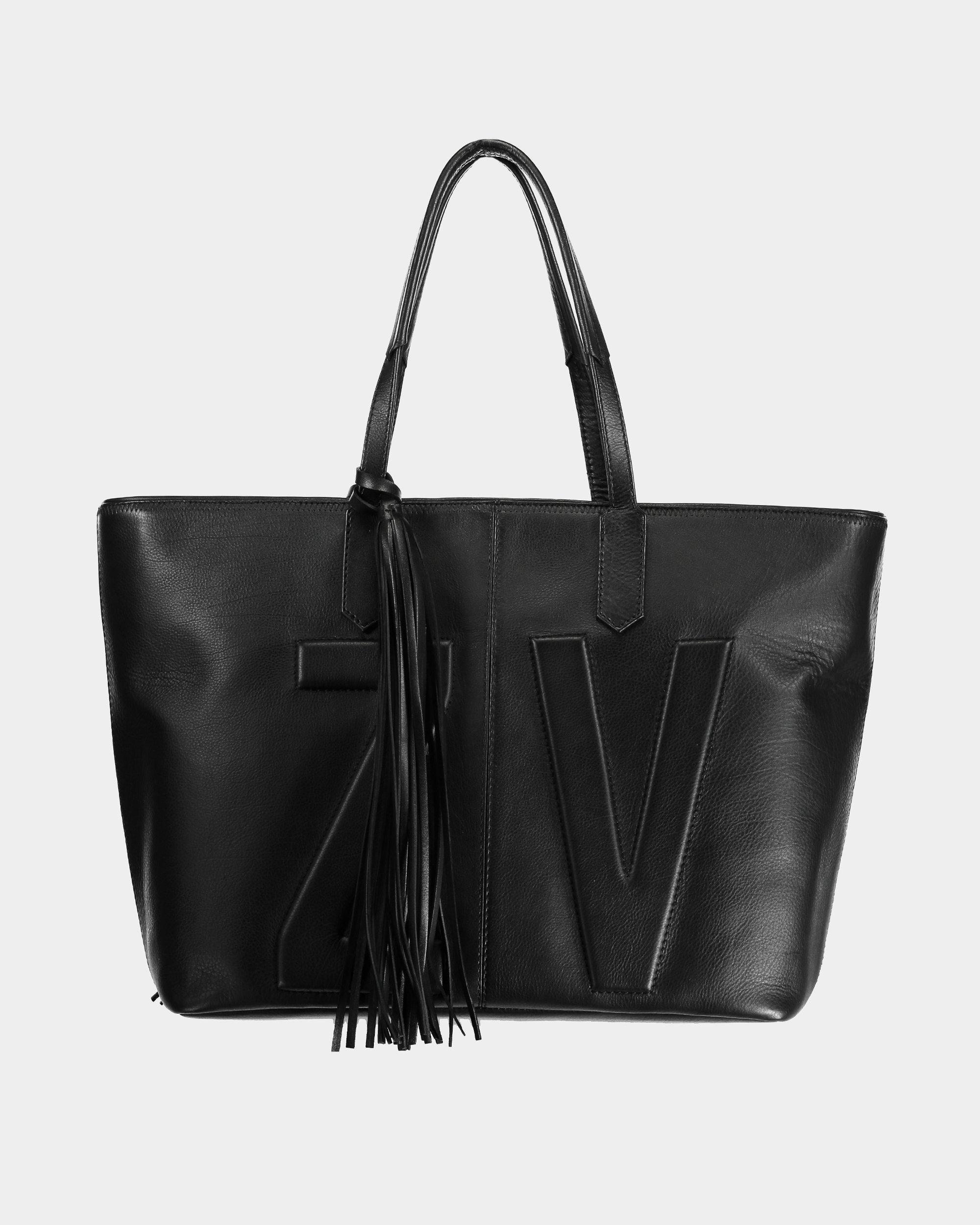 Zadig Voltaire Mick Initials black leather shopper