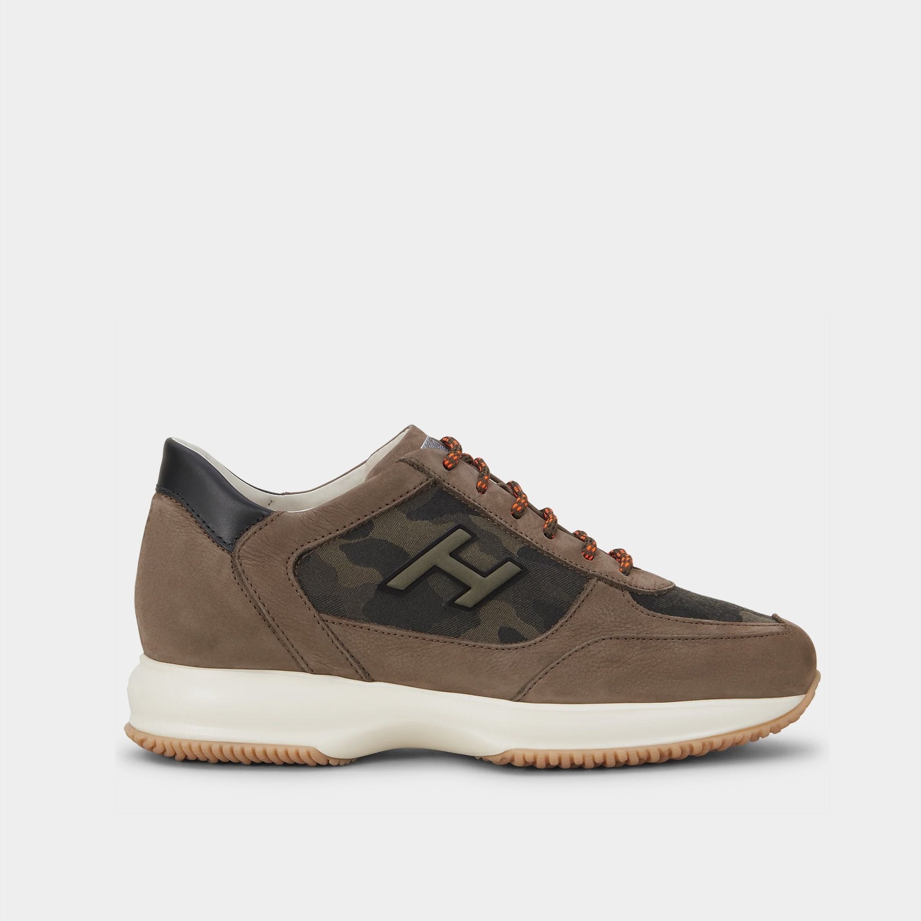 Hogan New Interactive sneaker in brown camo nubuck – lemlò