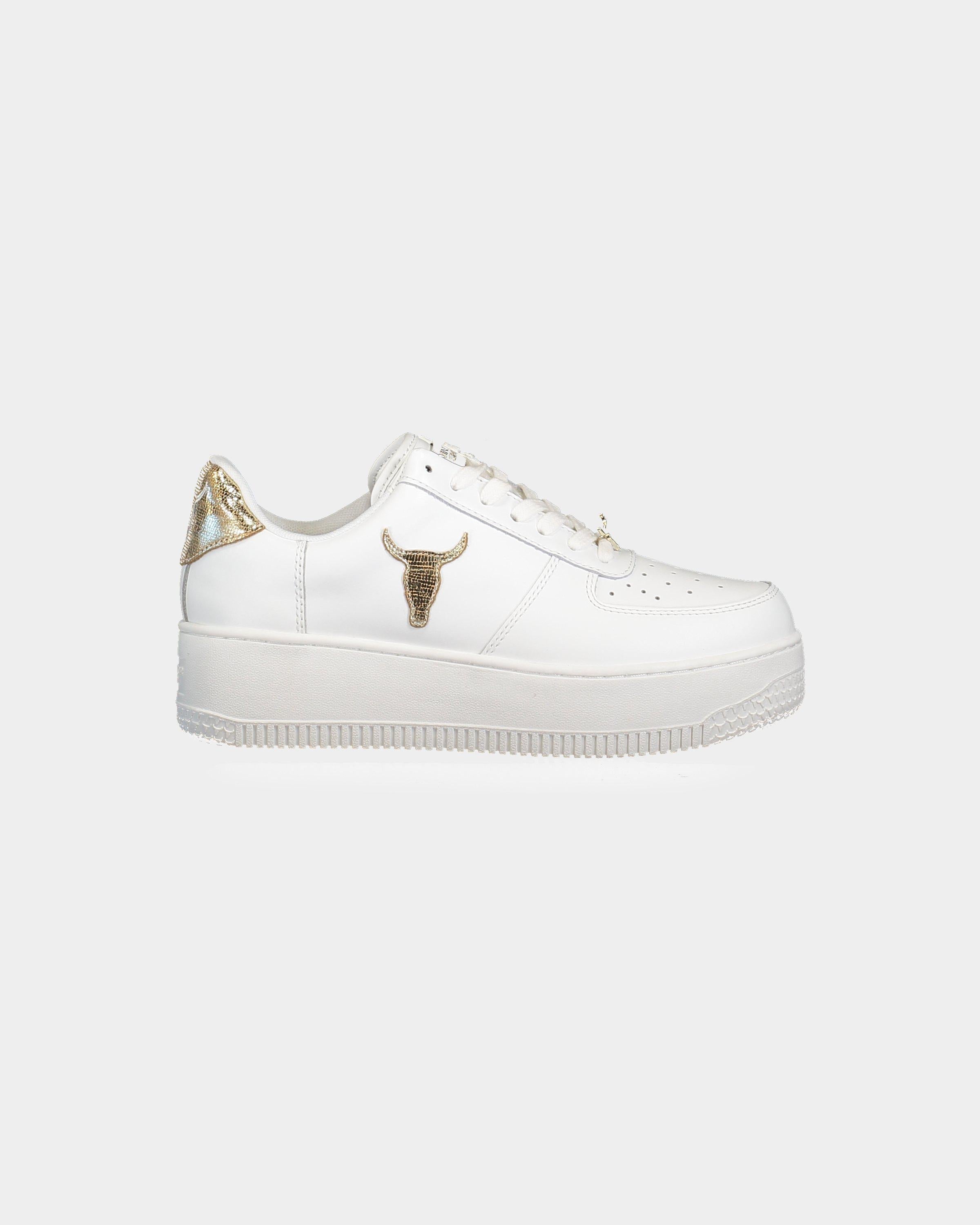 Windsor Smith Sneaker Rich Lizard bianca oro leml