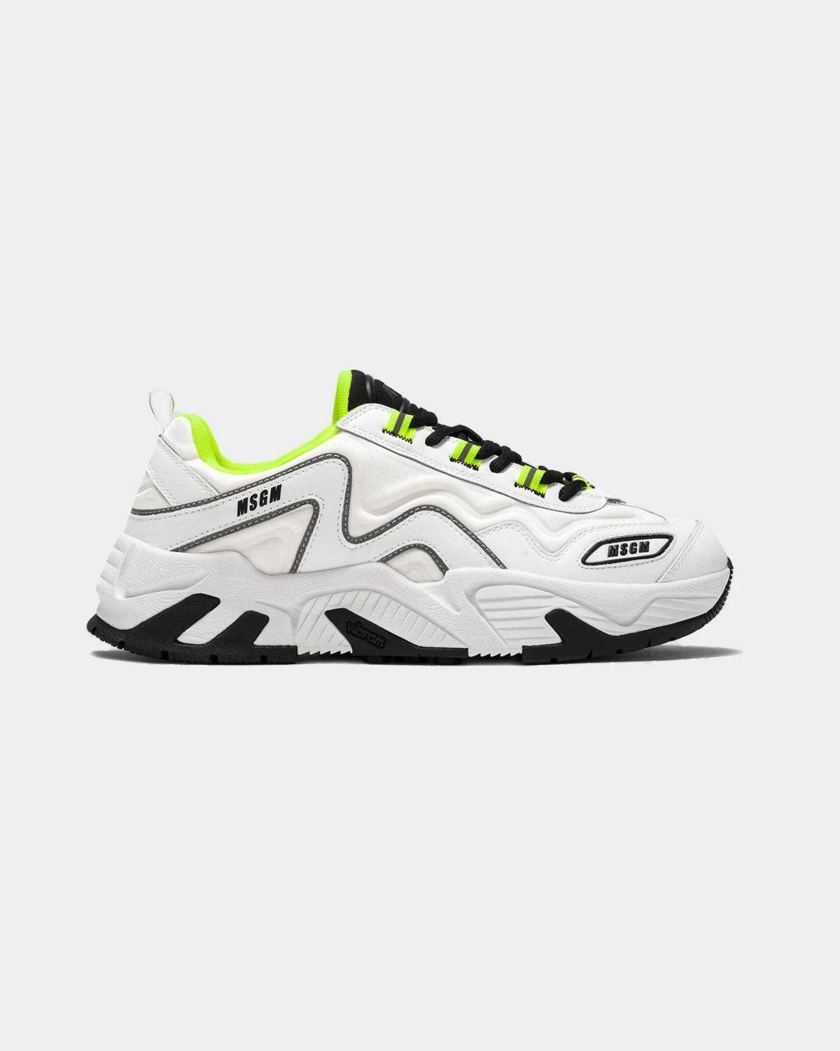 MSGM Vortex white and fluo yellow sneaker