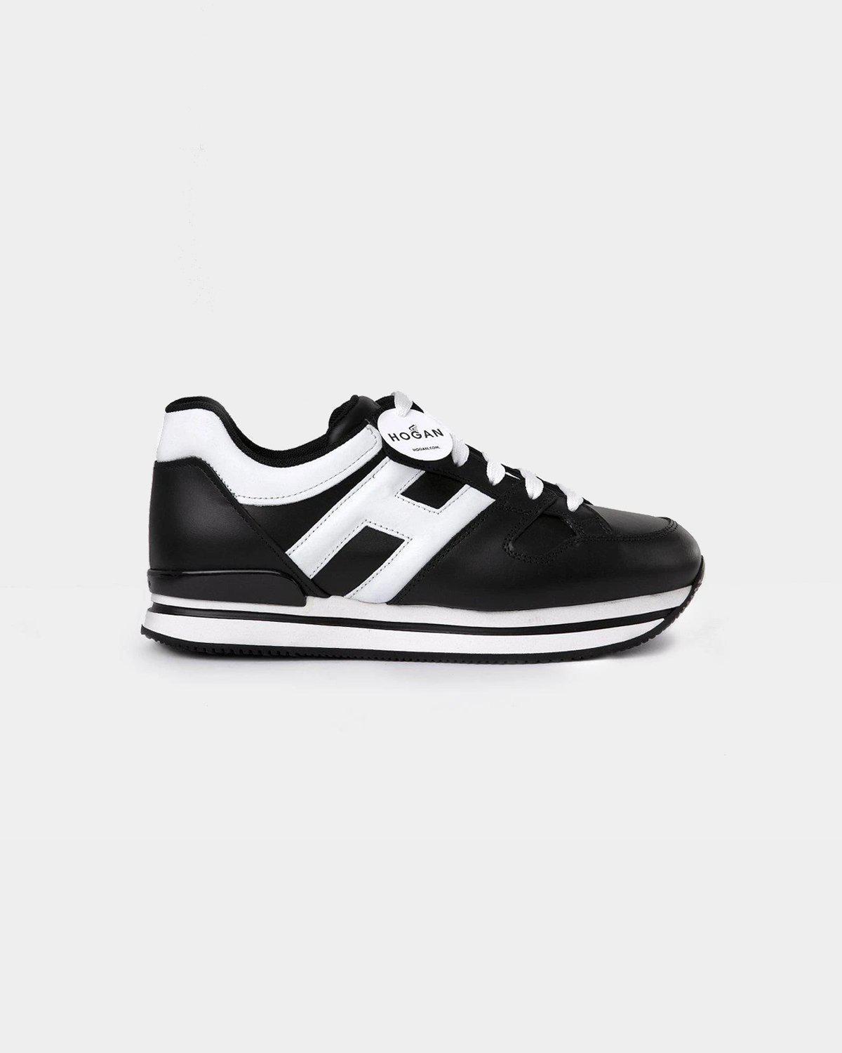Hogan Two-tone H222 sneaker in black and white leather – lemlò