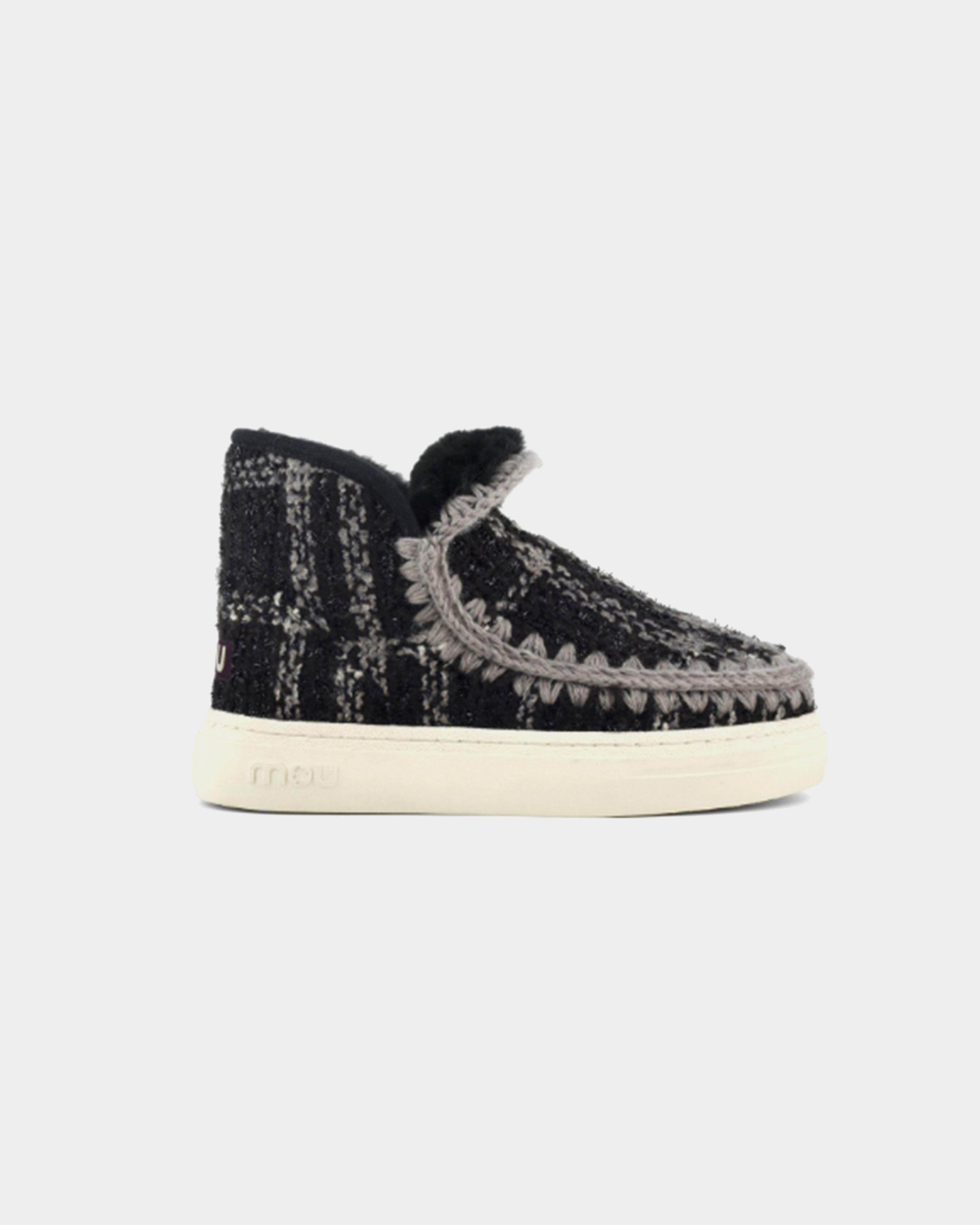 MOU Eskimo Boot Sneaker Bold Textile Tartan Lurex Black lemlo