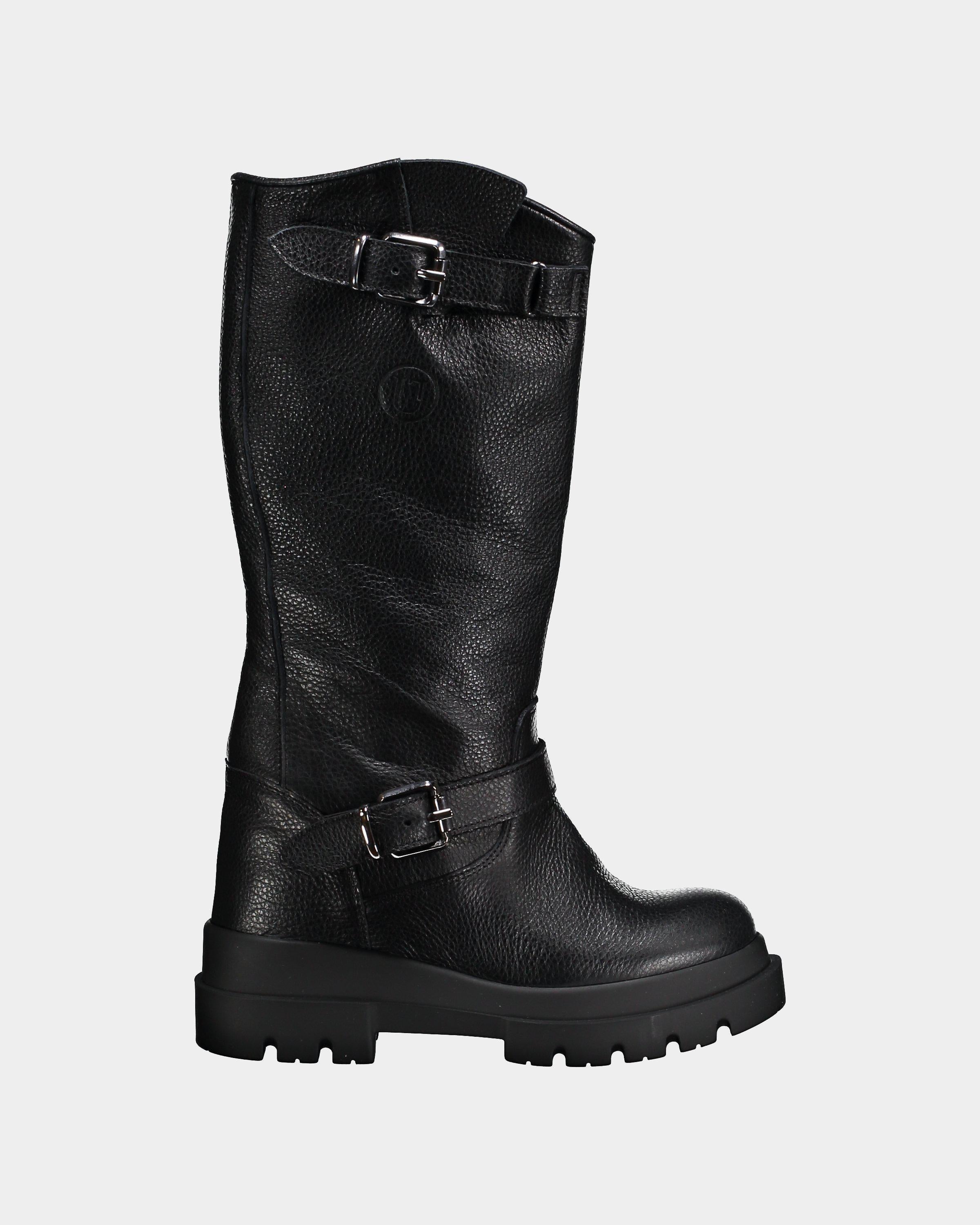 Unlace Stivale rialzo Poser pelle martellata nera lemlo