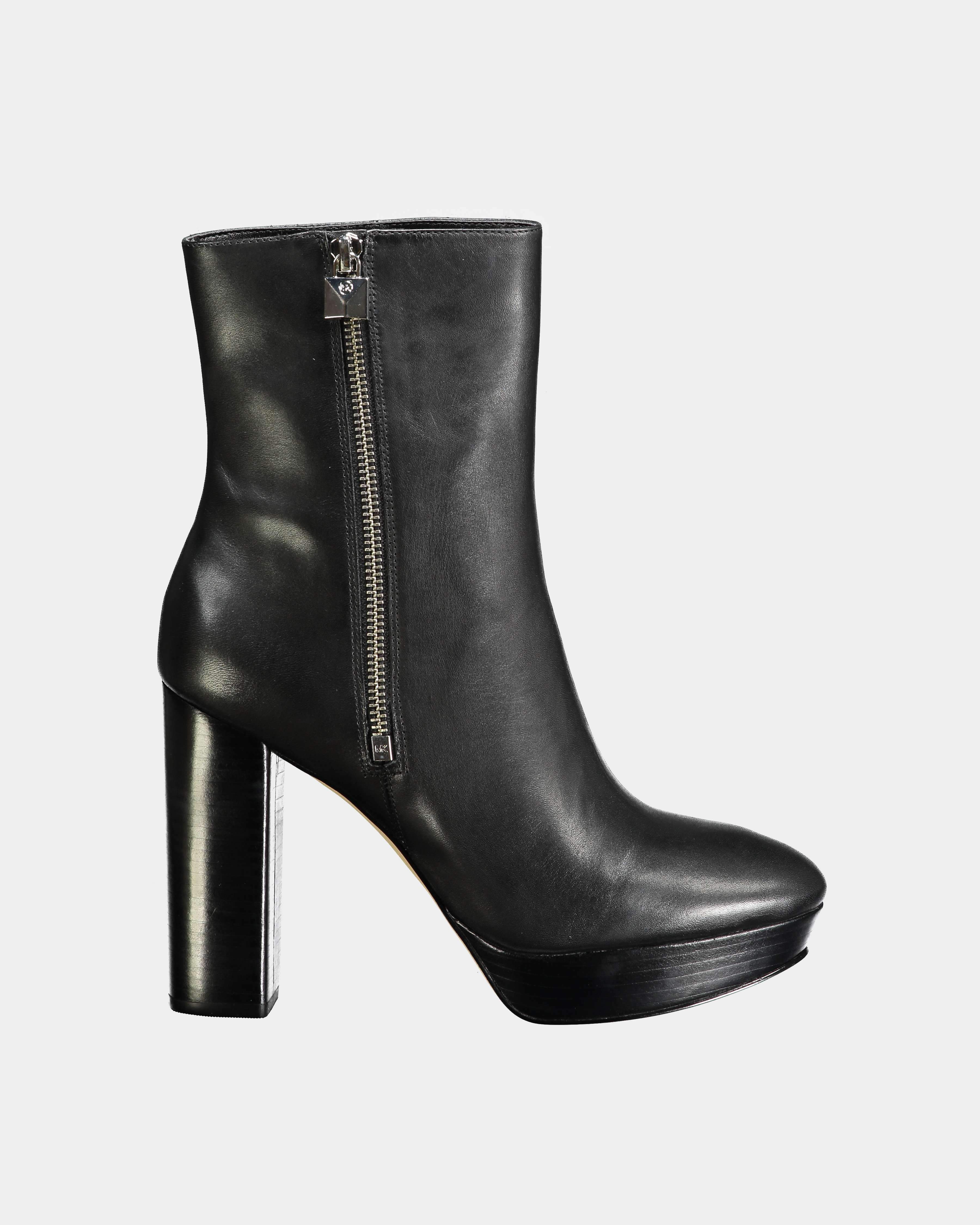 Michael Kors Frenchie Platform black leather ankle boot