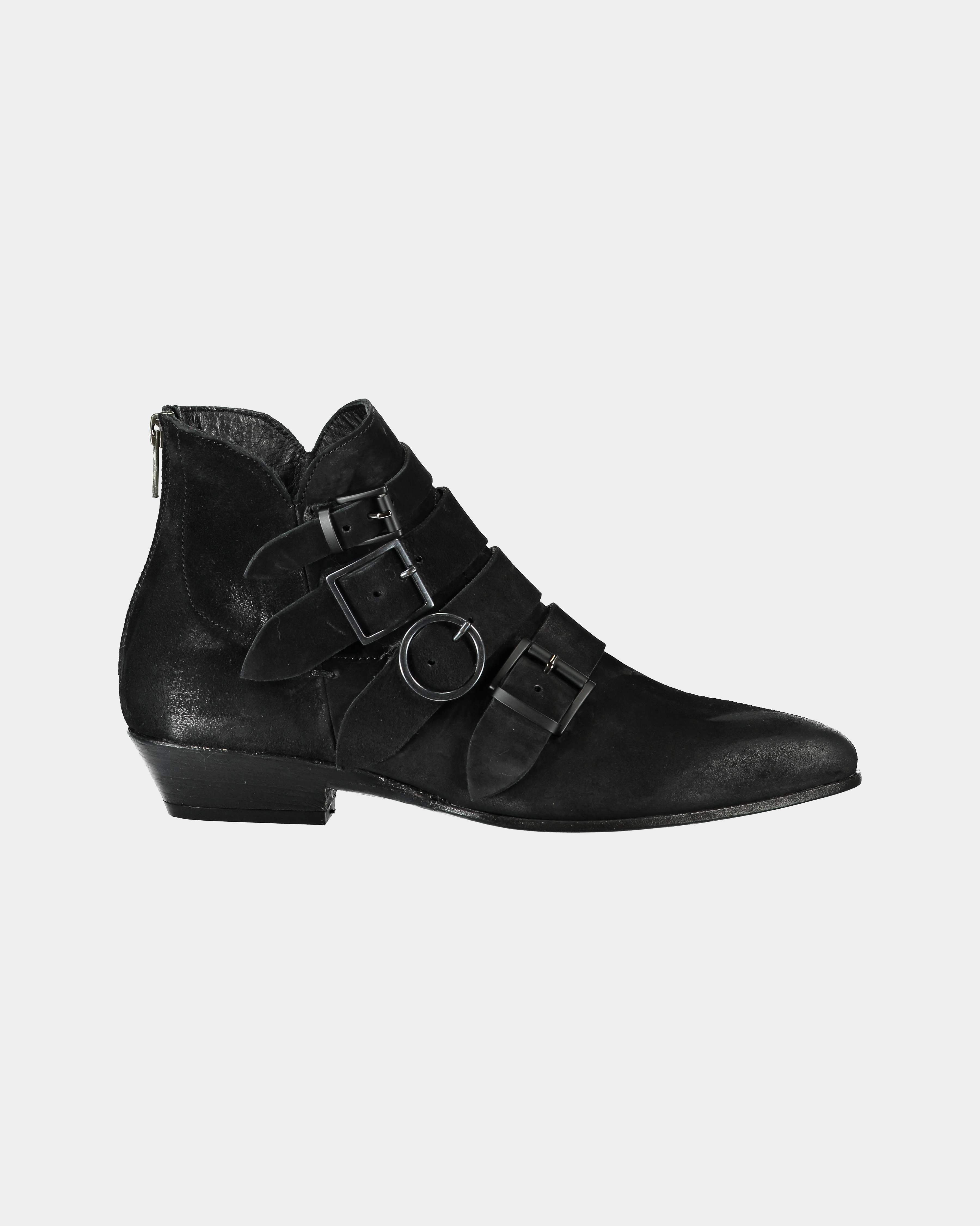 Lemare Stivaletto multi fibbie camoscio nero