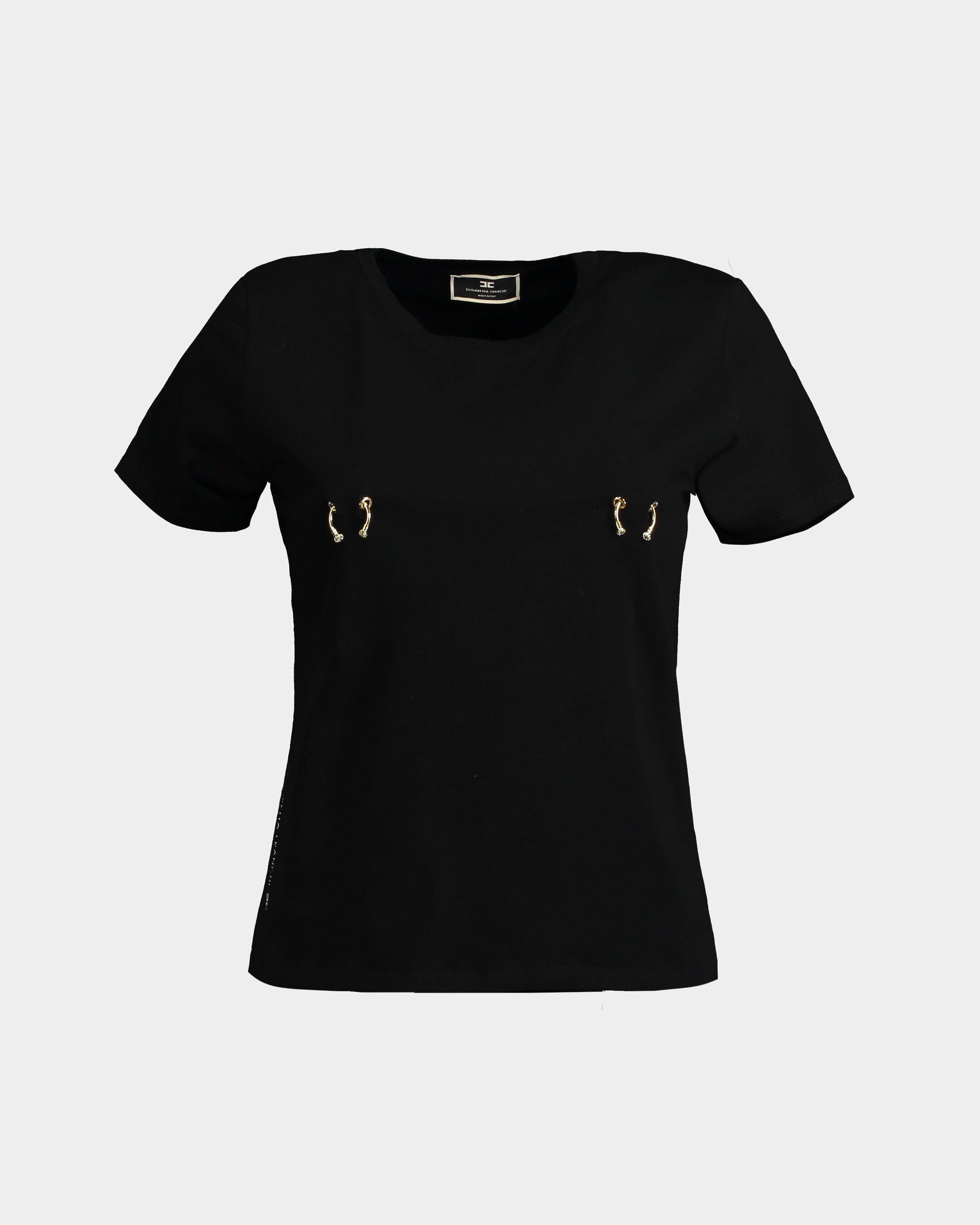 Elisabetta Franchi Black gold piercing t shirt