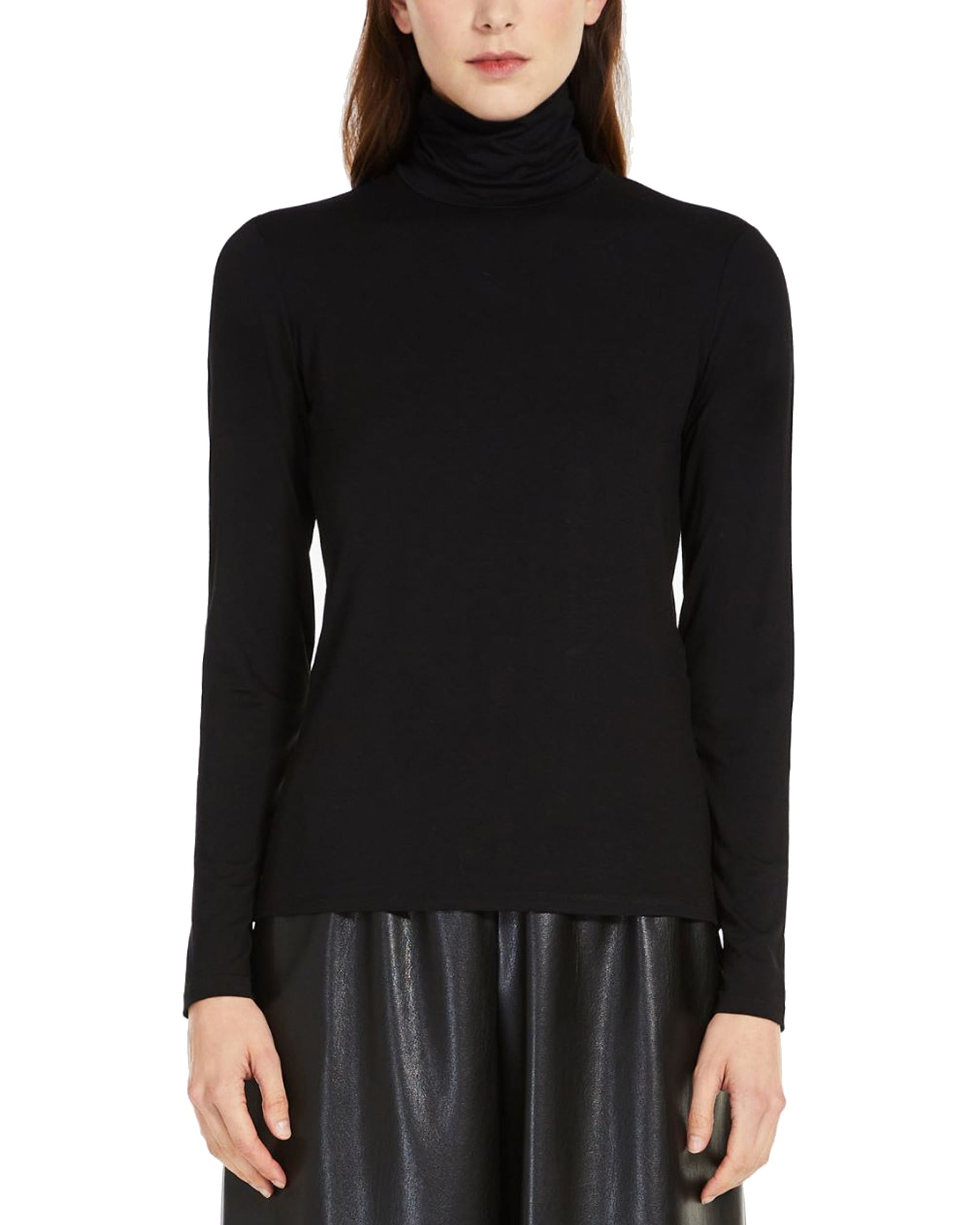 Weekend By Maxmara Multif Basic Jersey Polo Neck Top Black