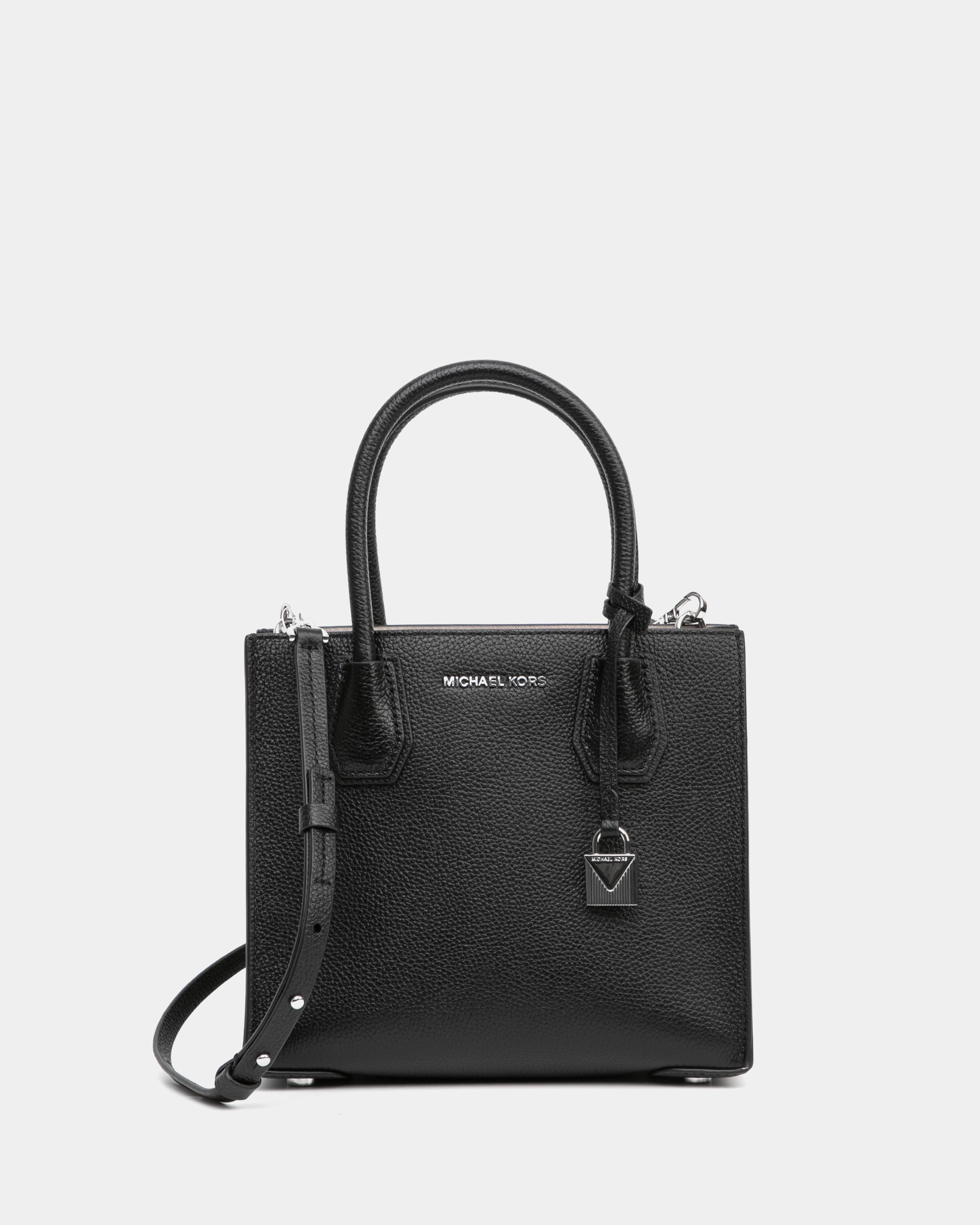 Michael Kors Mercer MD Messenger black leather shoulder strap lemlo