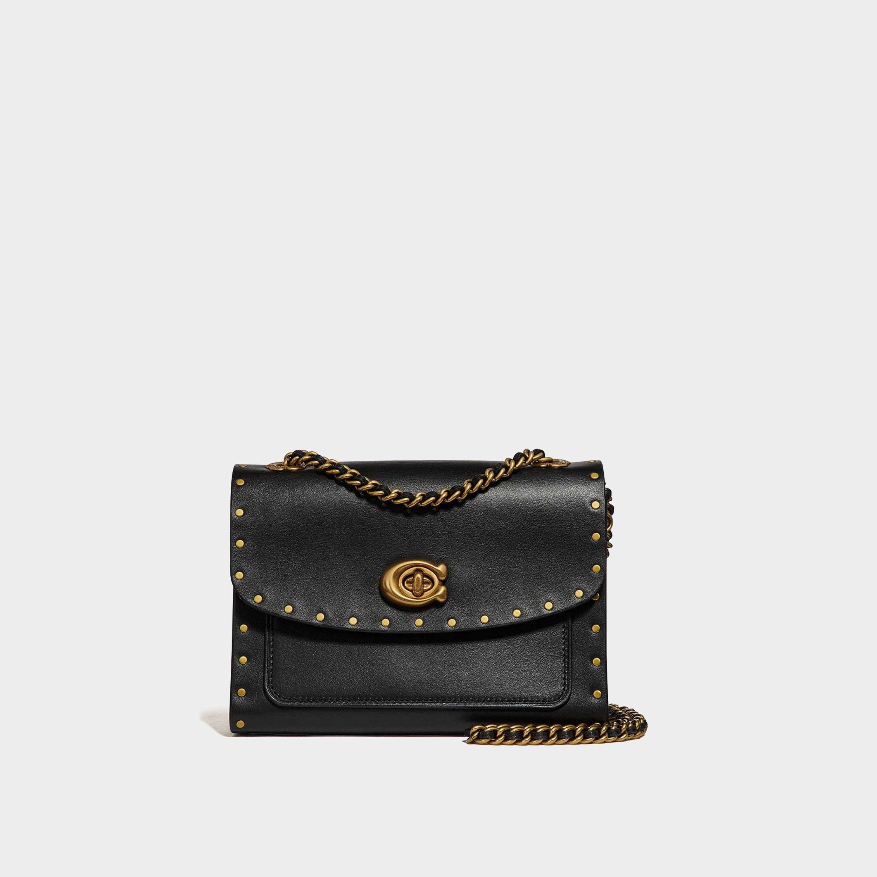 Coach Parker shoulder strap in black leather lemlo