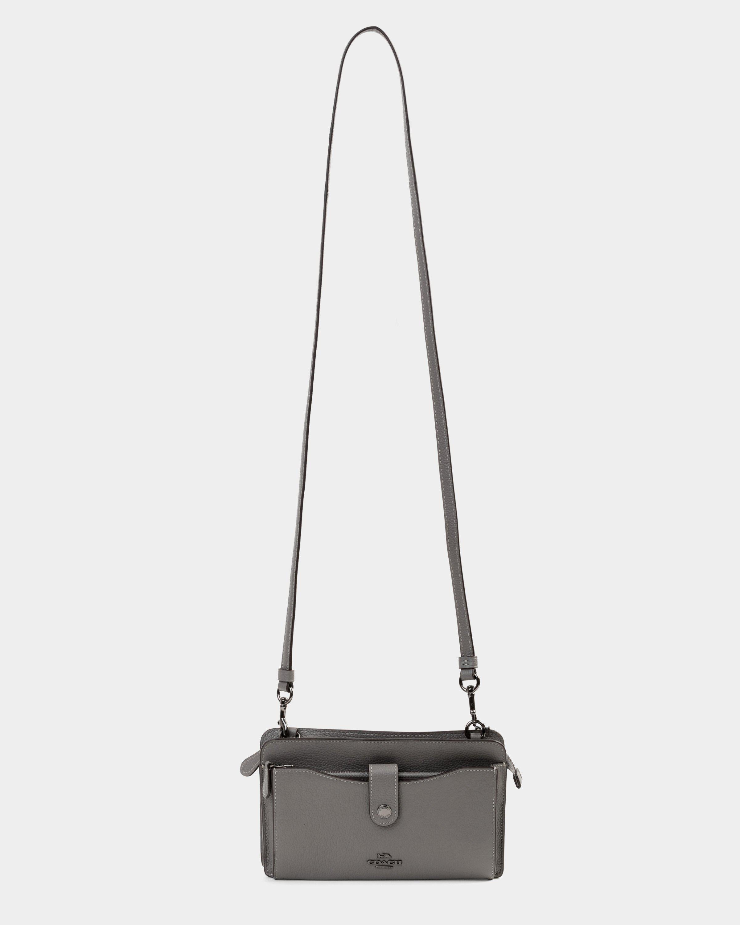 Coach Pop Up Messenger gray leather shoulder strap