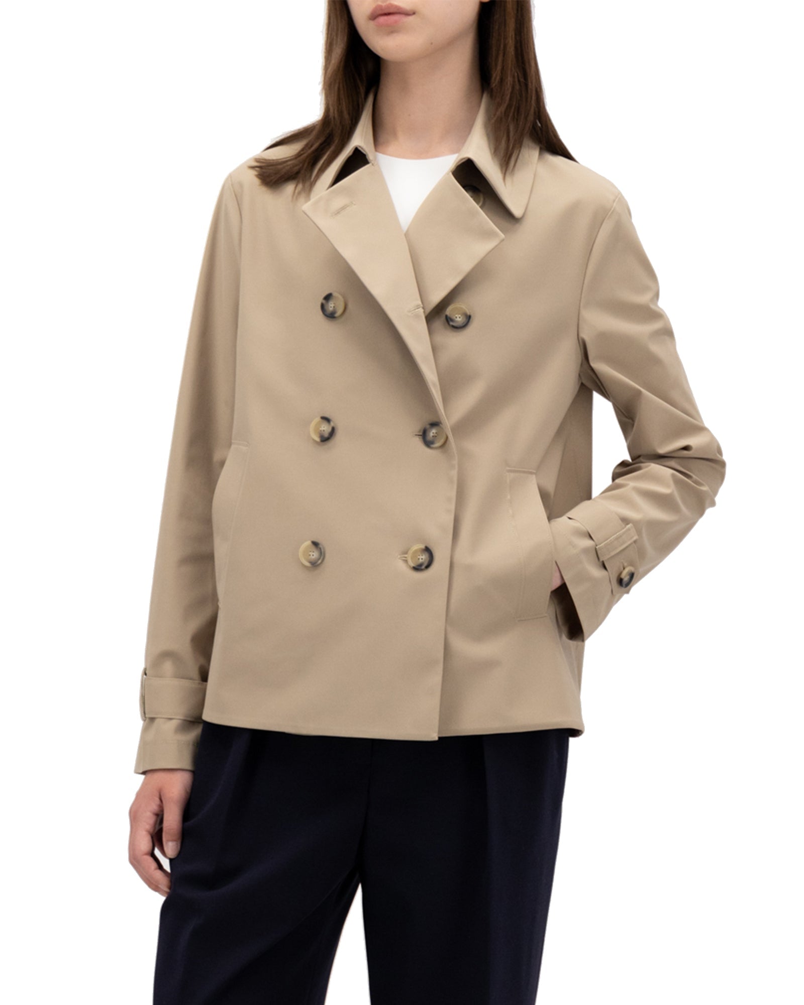 Harris Wharf London Double-breasted Mac trench coat in camel