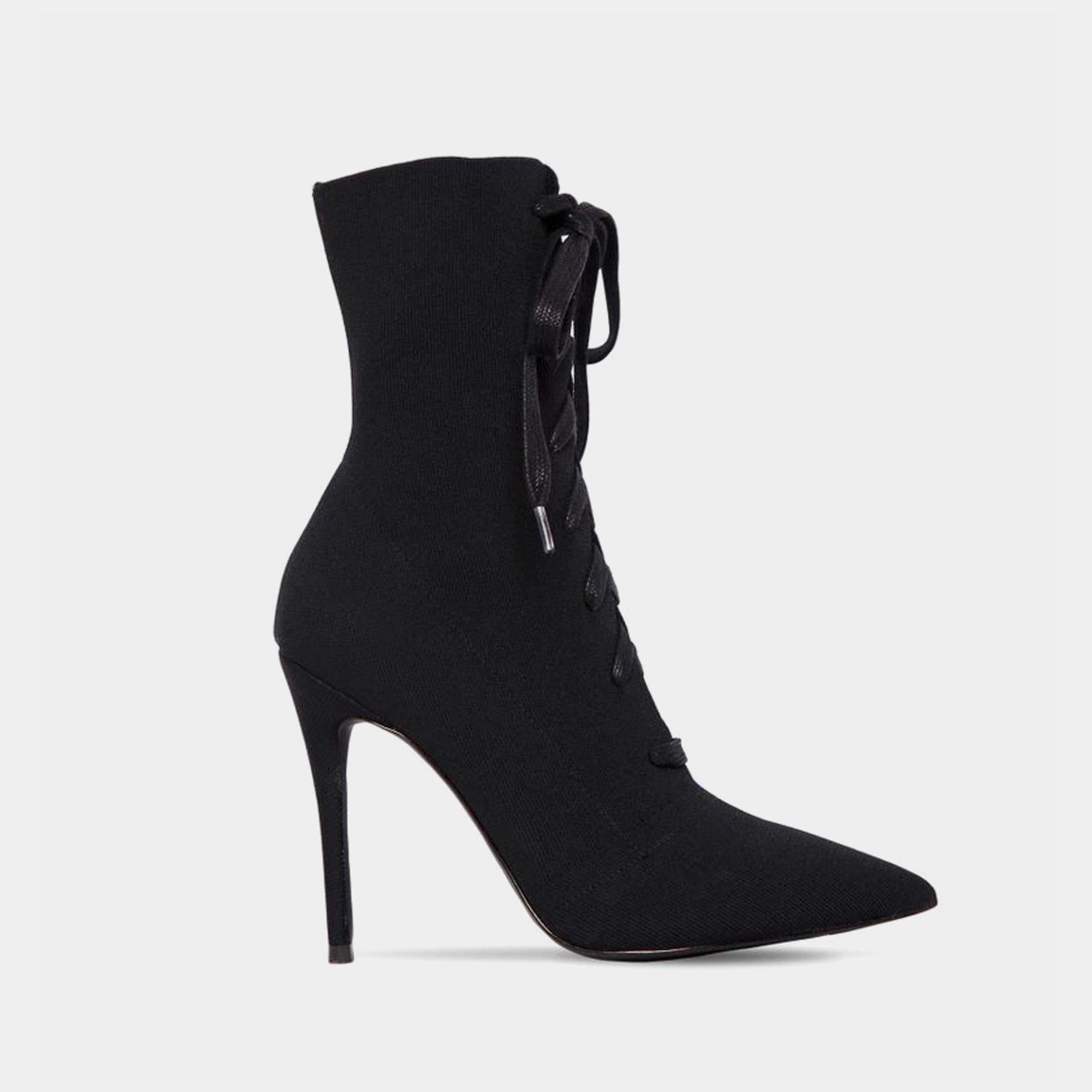 Steve Madden Kennedy ankle boot in black stretch fabric leml