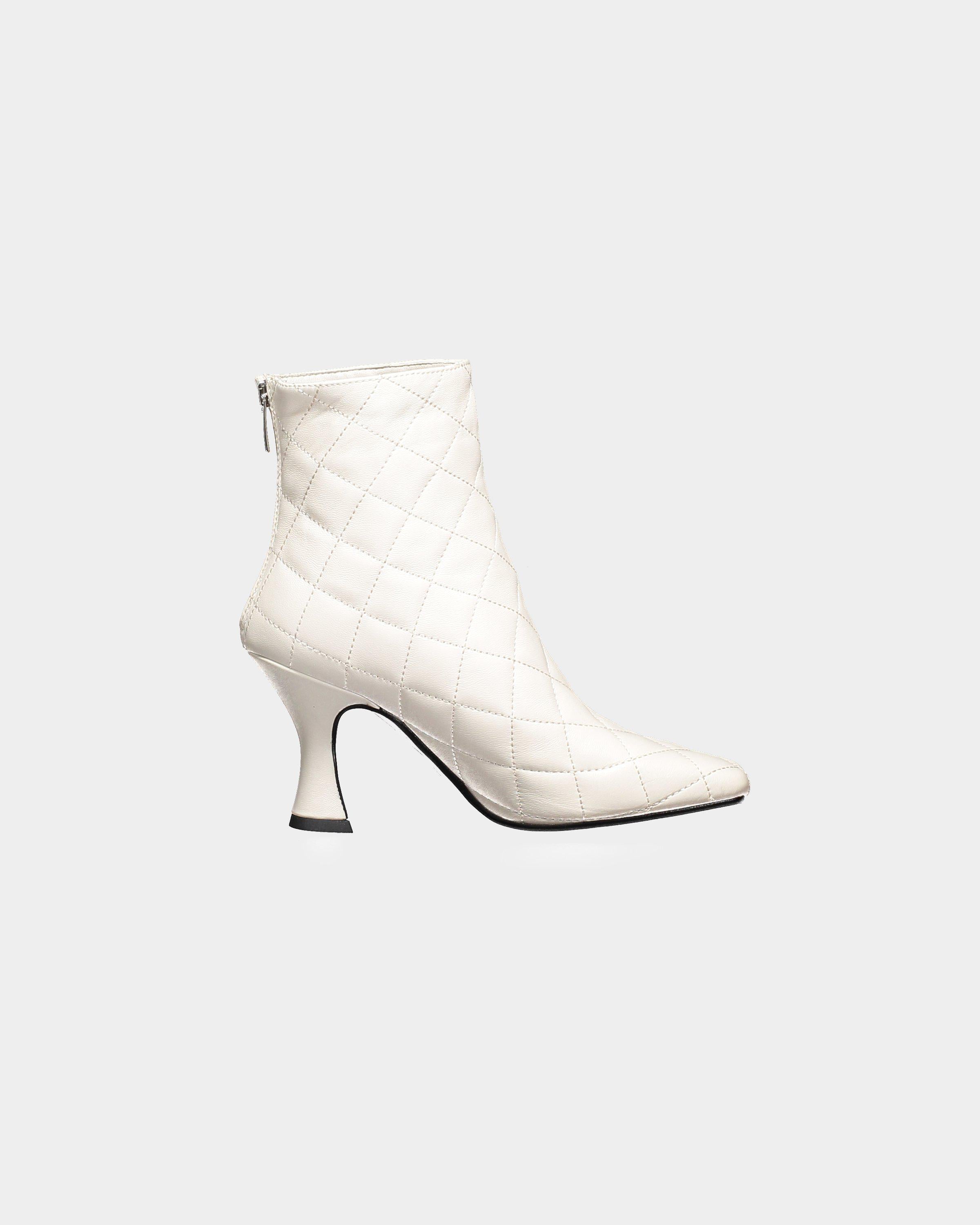 Via Tortona 18 White padded quilted ankle boot – lemlò