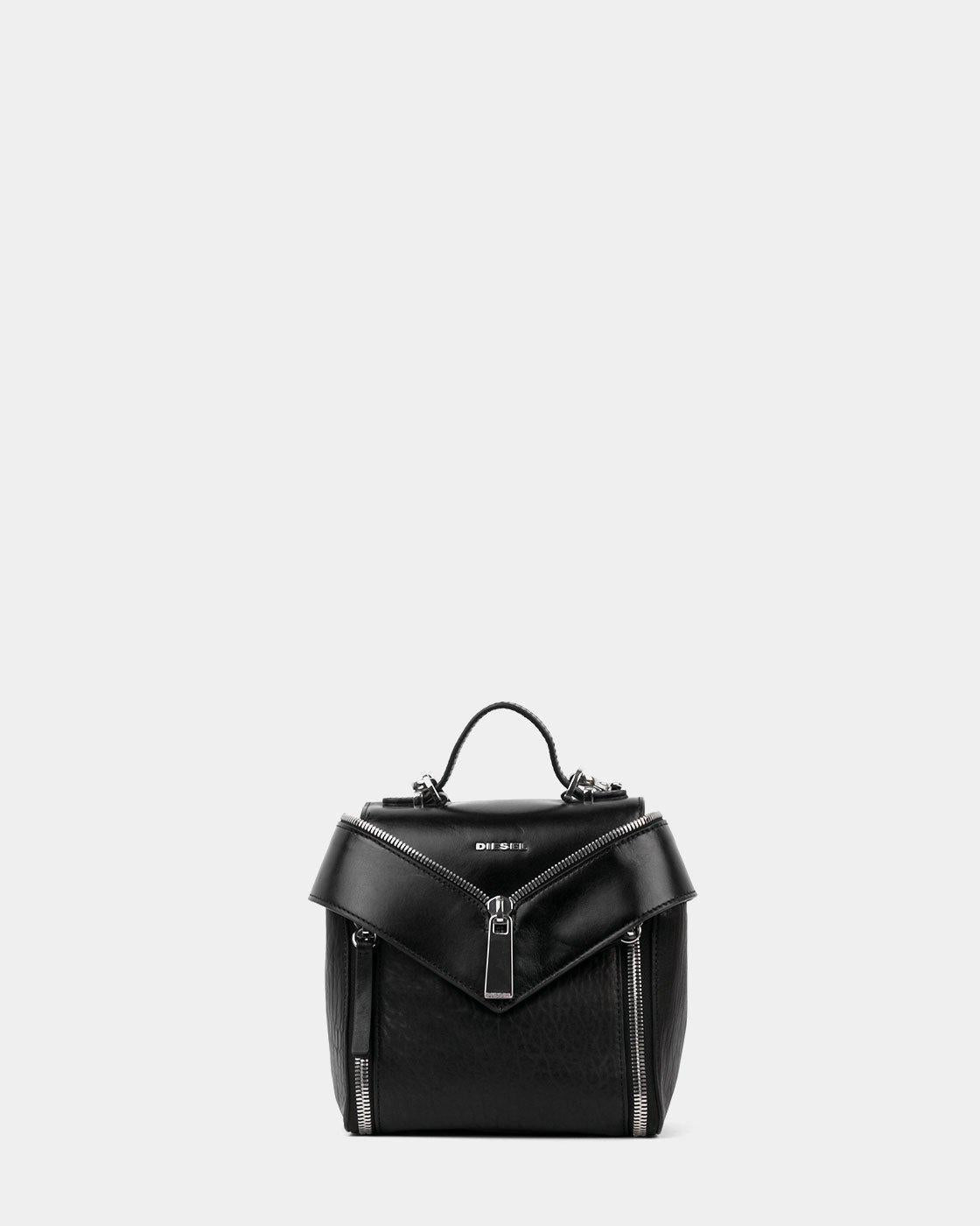Diesel Le Zipper black leather backpack