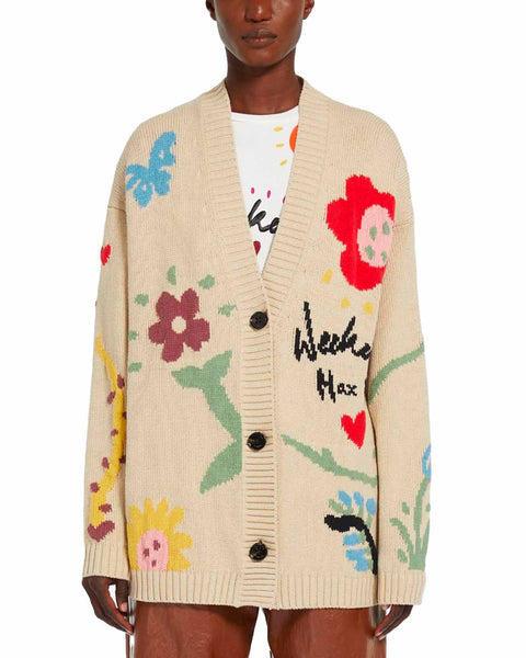 Max Mara Weekend Beige Estasi inlaid cotton cardigan – lemlò