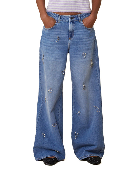 Pennyblack Jeans Gino denim blu strass