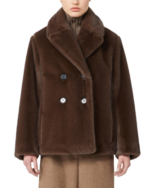 Pelle di Agnello Tessuto IN Pile Materiale - Marrone Scuro