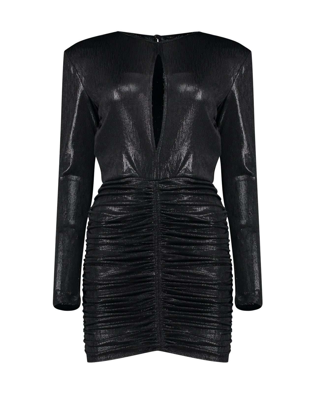 DESIGN - Vestito Midi A Fascia Nero Con Bottoni Grandi Sul Davanti