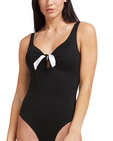 Fisico Costume intero con nodo nero bianco