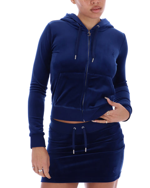 Juicy Couture Robertson Hoodie blue depths velvet sweatshirt – lemlò