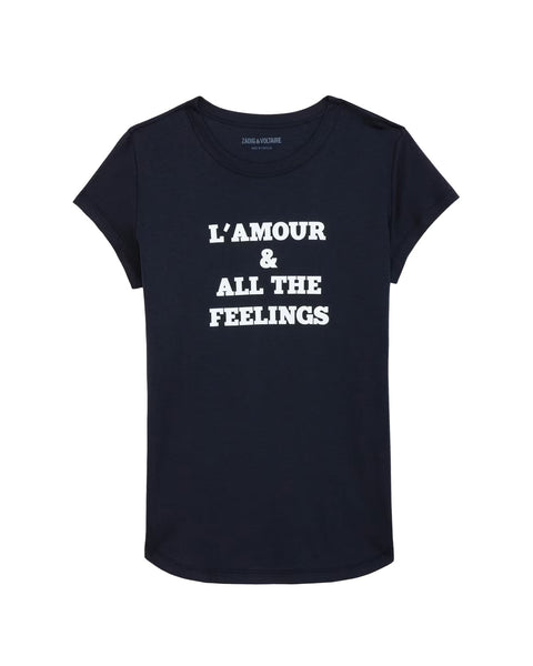 ZADIG & VOLTAIRE Walk Peace & Love Strass T-Shirt in Carbone