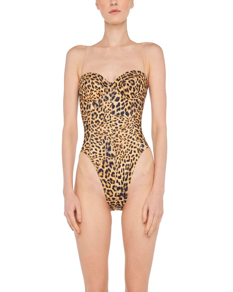Norma Kamali Costume intero Corset Cheetah Patch – lemlò