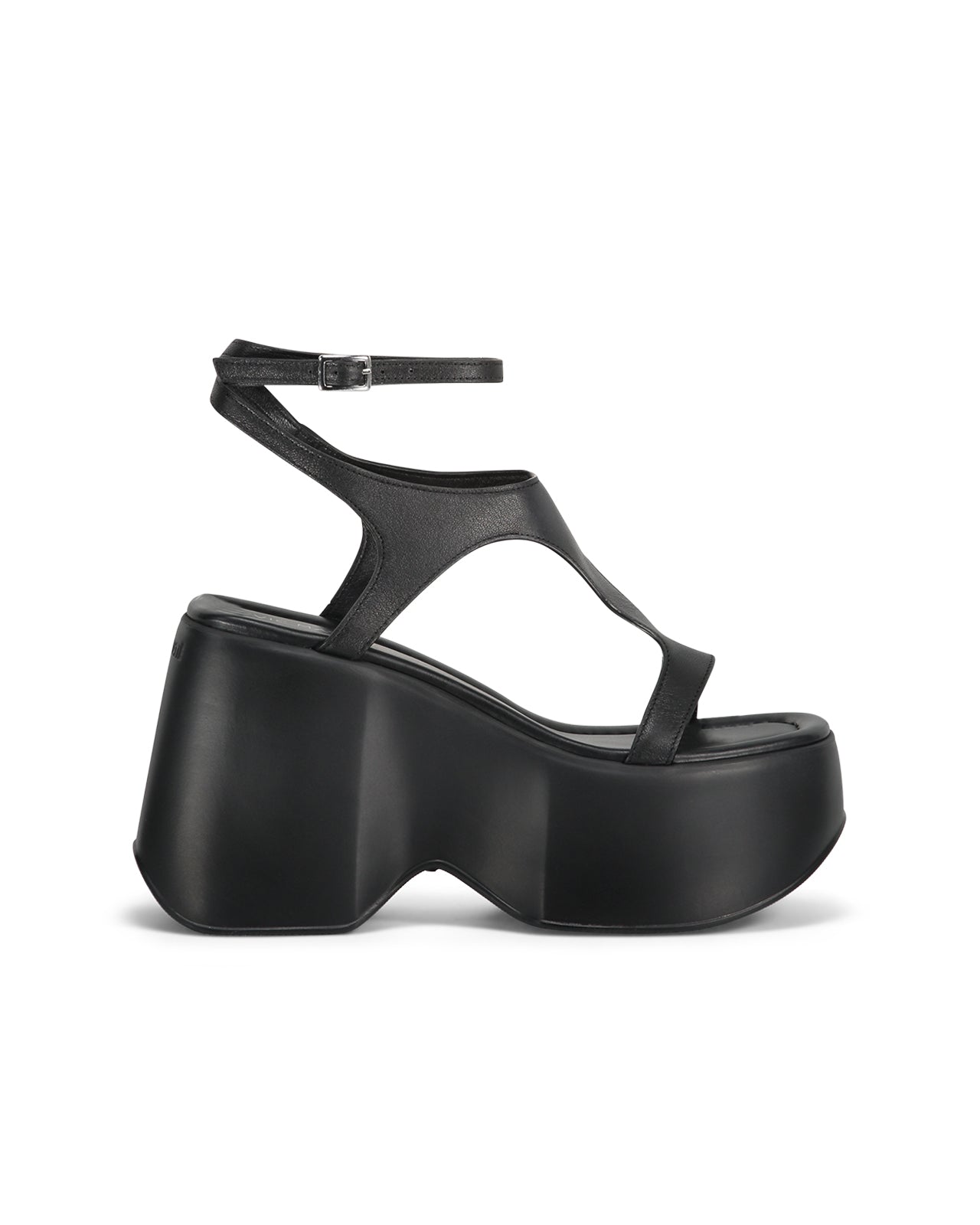Vic Matie | Black leather Sandalo Logic 101 platform – lemlò