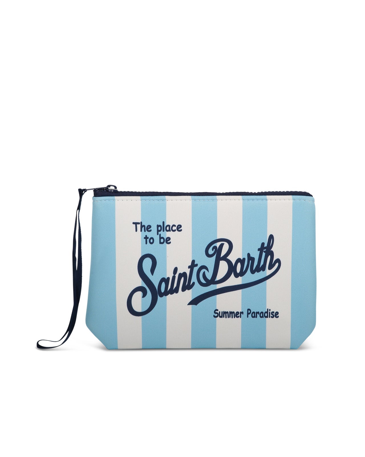 Mc2 Saint Barth Pochette Aline In Cotone A Righe Beige E Azzurre ALI0046/00240L main image 1