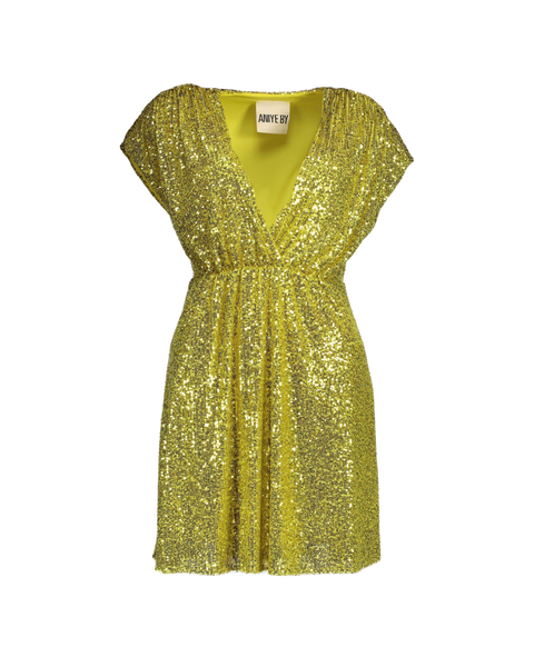 Aniye By Kimono Buby dress with yellow sequins – lemlò