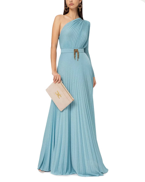 elisabetta franchi one shoulder dress Elisabetta Franchi One-Shoulder Gown With Jewel Detail - Brown - 18% Off
