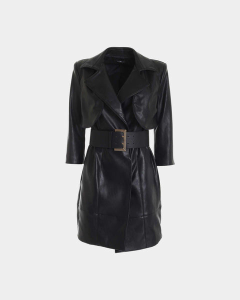 Elisabetta Franchi | Dress with black faux leather lapels leml Elisabetta Franchi | Dress with black faux leather lapels leml