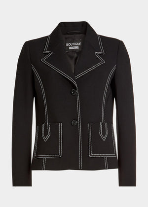 Acquista su lemlo.com Blazer lana vergine nero cuciture di BOUTIQUE MOSCHINO