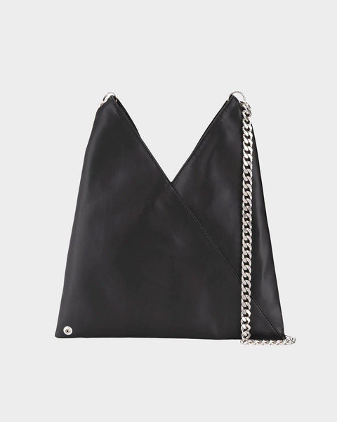 MM6 Maison Margiela | Japanese black faux leather bag with chain