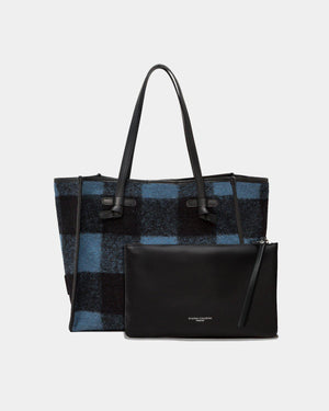Borsa Marcella Medium lana quadri azzurra - GIANNI CHIARINI | Acquista su lemlo.com