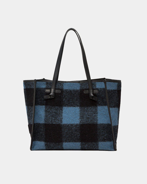 Gianni Chiarini Borsa Marcella Medium lana quadri azzurra