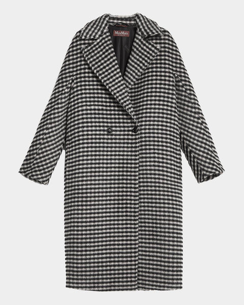 Max Mara Studio Long golf coat in houndstooth lemlo